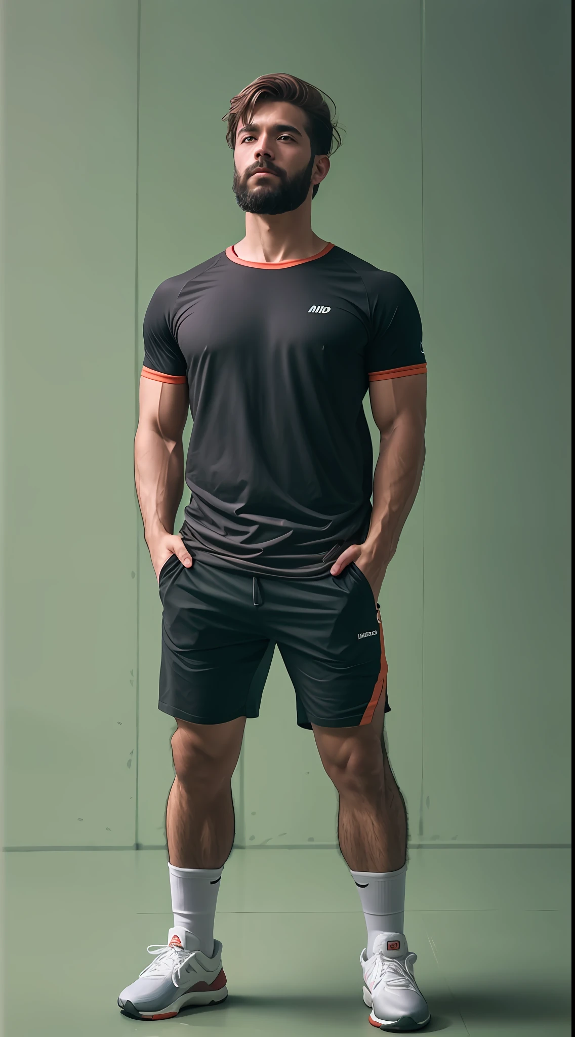 homem jovem, corpo inteiro, usando (((camiseta e bermuda esporte))), ((magro)), fotografiarrealista, fotografia, obra-prima, realista, Realismo, renderizado, Alto contraste, arte digital, fotográficorealista, trend in Artstation 8k HD, High definition, circunstanciado, Realistic;, detalhada, textura da pele, hiperdetalhada, Textura realista da pele, armadura, melhor qualidade, ultra high-resolution, (fotografiarrealista: 1.4), alta resolução, detalhada, fotografia crua, sharp re, Nikon D850 Film Stock Photography 4 Camera Kodak Portra 400 Lens F1.6 colors rich hyper realistic texture dramatic lighting unrealengine trend in artstation cinestill 800, RAW.