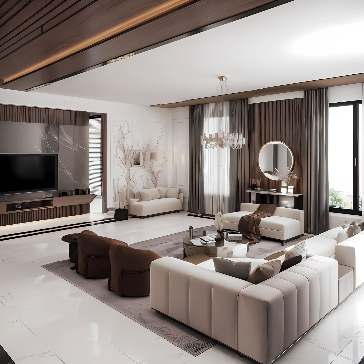 there is a large living room with a lot of furniture in it, high quality 3d render, high quality 3 d render, very realistic 3 d render, excellent 3d render, in style of 3d render, interior living room, highly detailed render, very realistic render, professional 3d render, stuning 3 d render, realistic 3 d style, insanely detailed rendering