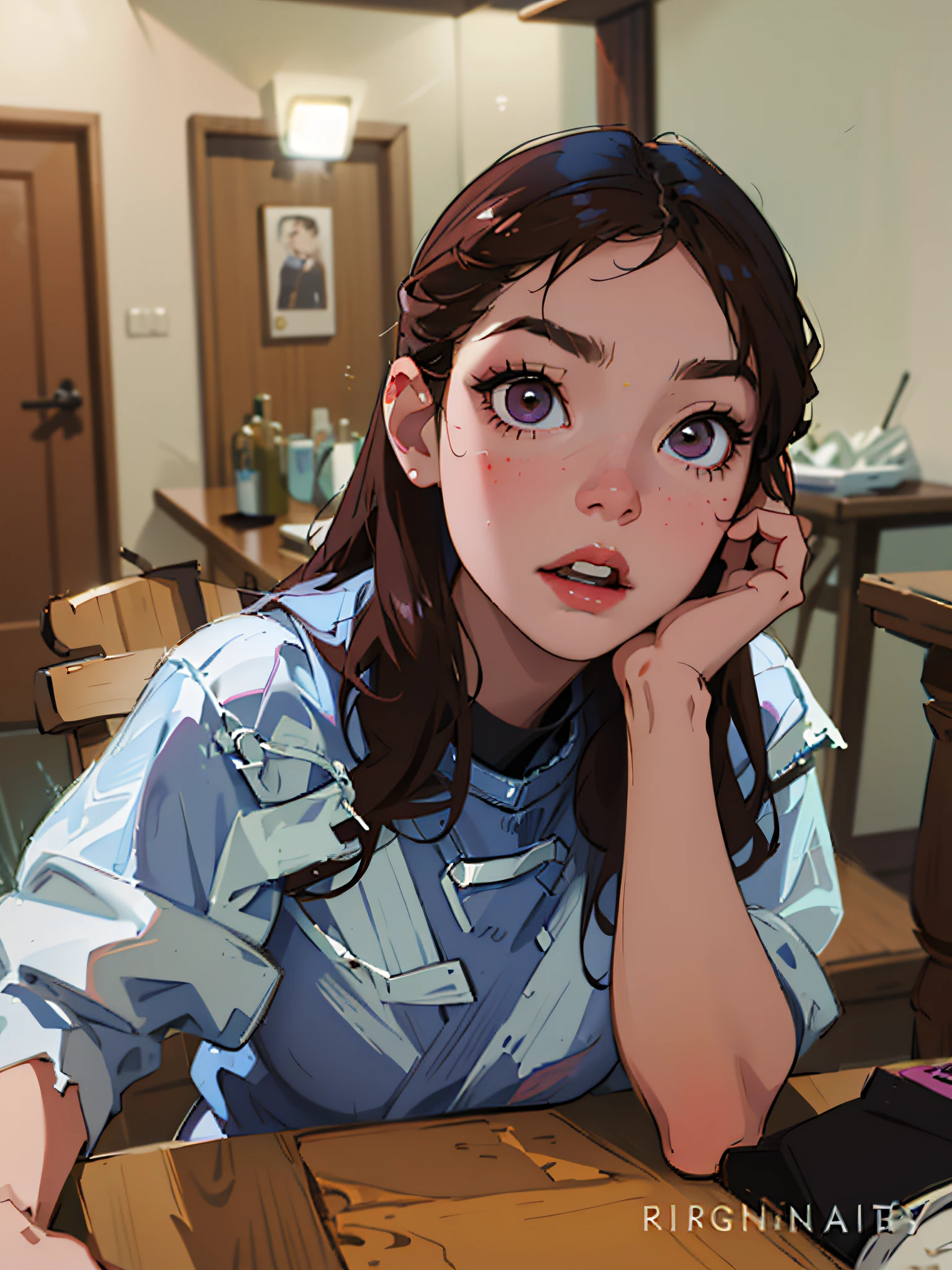 (Highest resolution, distinct_image) Best quality, A masterpiece of women, Highly detailed, Half realistic,(Most of the body),Pink Long Hair, bangs, 18 years old, Young,Black accessories,Pink-purple flight suit,stand-up collared shirt,sharpy face,(Brown eyes, hair between eye), Fluorescent long coating (Broken glass),(Plain white background),Cold, Serious,authoritative,Powerful,(Standing painting),(Exquisite facial features, Exquisite facial features)