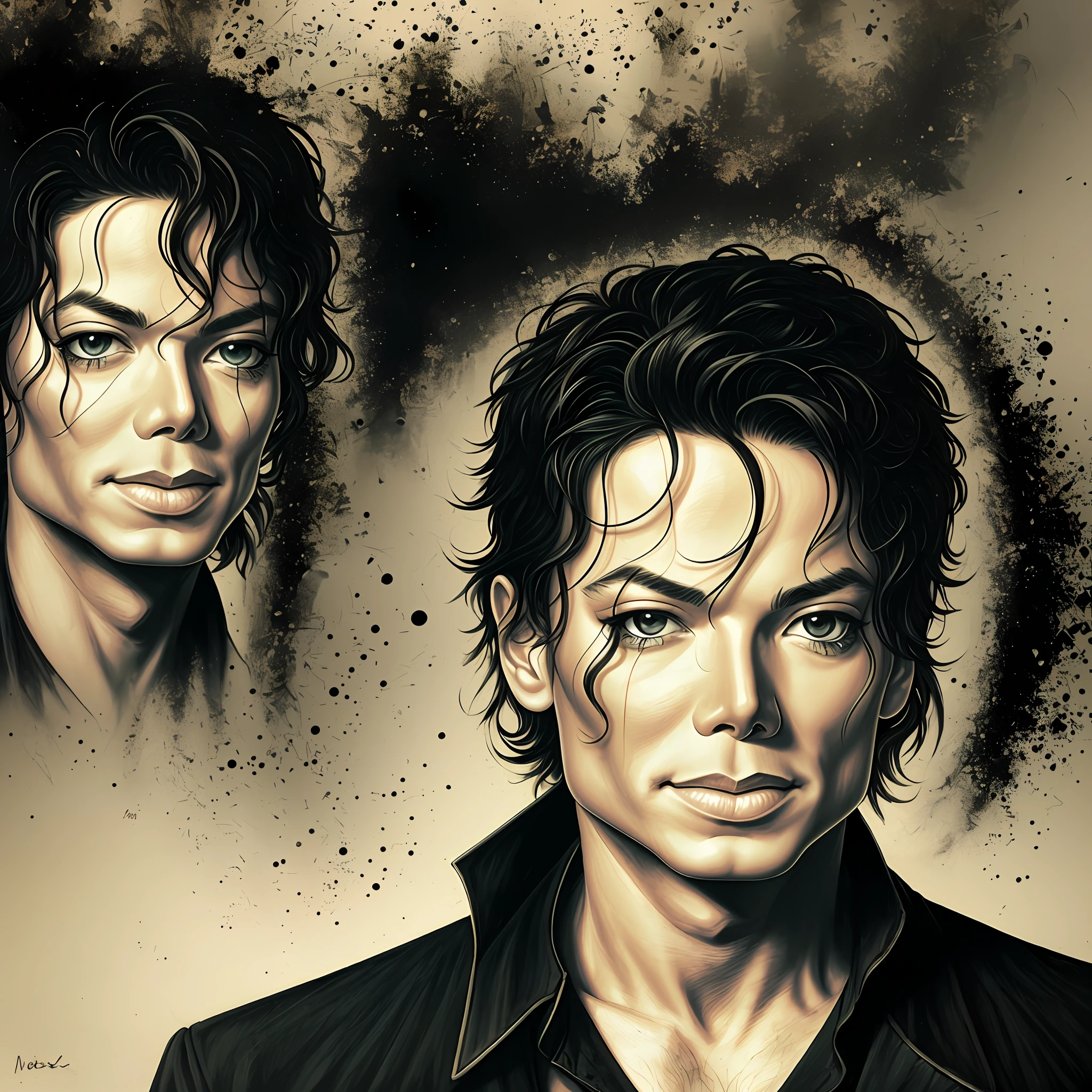 Photo of Michael Jackson in The Matrix 2009, detailed, centered, solid color background, photorealistic lighting, digital art