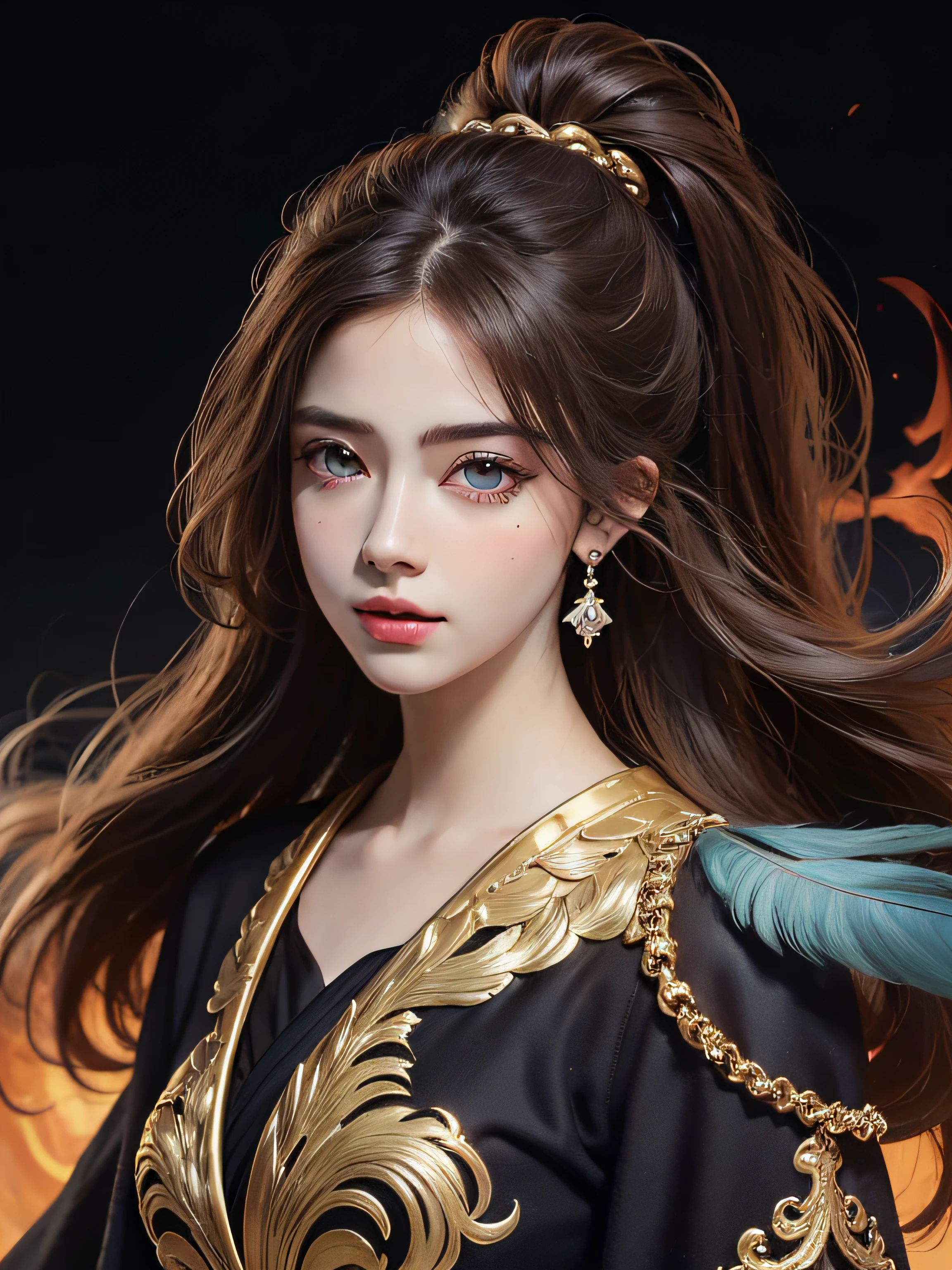 Smooth and dynamic girl, wearing a loose and flowing pink dress, mysterious expression, curly black-pink hair, [Aishwarya Rai], bold and colorful abstract art in a modern and abstract environment, blurred background, bright lights, official art, Unity 8k wallpaper, (zentangle, mandala, tangled, tangled), complex clothes, stroke (whole body, from all directions, masterpiece, top quality, best quality, official art, Beauty and aesthetics: 1.2), very detailed, (fractal art: 1.1), (color: 1.1) (flowers: 1.3), highest detail, (zentangle: 1.2), (dynamic pose), (abstract background: 1.3), (shiny skin), (multiple colors: 1.4), (feathers: 1.5), dynamic angle, most beautiful chaotic forms, elegant, fauvist design, bright colors, romanticism, dark style beautiful princess of the underworld spooky bad smile complex tattoos Anime 3D Art Style 3D Dark Night Deep Black Sky Horror ((Cold Complex Skull Accessories )) (Guvez style artwork) ((Black Chinese-style underground palace with huge complex structure in background)) Leica lens Depth of field (Masterpiece, top quality, best quality, official art, Beauty and Aesthetics: 1.2), (1girl: 1.3), (Fractal Art: 1.3) (Masterpiece, Top Quality, Best Quality, Official Art, Beauty and Aesthetics: 1.2), (1girl), Extreme Detail, Colorful, Highest Detail, Official Art, Unified 8k Wallpaper, Ultra Detailed, Beautiful and Aesthetic, Beautiful, Masterpiece, Best Quality, (Zentangle, Mandala, Tangled, Entangle), Holy Light, Gold Leaf, Gold Foil Art, Glitter Drawing, PerfectNwsjMajic M Desfi masterpiece, the best quality, hair becomes fire, hair is on fire, fantasy, (Ray: 1.05), Orange Light Particles, Landscape, Fire, Beautiful and Detailed Explosion, Beautiful Detailed Glow, Flame Burning Around, Flame Burning Around, Fire Feather, Burning, Ash, (Red Sun: 1.05), (Flame Around Character: 1.1), Solo, Crazy Smile, (Detail: 1.05), High Resolution Illustration, Radiant Skin, Colorful, (Ultra Fine: 1.1), (Illustration: 1.05), (Detail Light: 1.05), (Extremely Delicate Beautiful: 1.1), Beautiful Detail Girl, Depth of Field, White_long_hair, orange_eyes, eyelashes, dark eyelashes, eyeliner, soft glowing eyes, (masterpiece, top quality, best quality, official art, beauty and aesthetics: 1.2), (1girl: 1.3), very detailed, (fractal art: 1.1), (color: 1.1) (flowers: 1.3), most detailed, (zentangle: 1.2), (dynamic pose), (abstract background:1.3), (shiny skin), (many colors:1.4), ,(earrings), (feathers:1.5), (flamethrower:1.3), red background, phoenix skirt, (masterpiece, top quality, best quality, official art, Beauty and Aesthetics: 1.2), (1girl: 1.3), (fractal art: 1.3), Masterpiece, (Best quality: 1.2), (Ultra Fine: 1.2), Illustration, (Extremely delicate and beautiful: 1.2), Cinematic angle, floating, (Beautiful detail eyes: 1.1), (Detail light: 1.1), Cinematic lighting, exquisite sky, woman, white hair, blue eyes, (high ponytail: 1.1), cape, glowing eyes, (moon: 1.2), (moonlight: 1.1), starry sky, (light particles: 1.1), fog, snow painting, sketching, blooming,anime girl in white dress with flowing hair and stars, Guvez style artwork, fantasy art style, beautiful digital artwork, beautiful character painting, Yang J, beautiful digital illustration, stunning digital illustration, 8k high quality detail art, li song, guvitz, digital fantasy art), beautiful fantasy art, trending on cgstation, (masterpiece, top quality, best, official art, beautiful and aesthetic, Long exposure: 1.2), smooth movement, charming pattern, (long skirt with sleeves: 1.3), upper body close-up, no shoulders, chinese girl, blush, black lob hair, portrait, solo, upper body, gaze observer, detailed background, detailed face, (crystallineAI, crystalline theme:1.1), dynamic pose, floating particles, ethereal power, vapor, ethereal atmosphere, official art, unified 8k wallpaper, Beauty and Aesthetics, Masterpiece, Best Quality, (Zentangle, Mandala, Tangled, Entangled), (Fractal Art: 1.3), 1girl, Very Detailed, Dynamic Angle, Cowboyshot, Most Beautiful Forms Chaotic, Elegant, Fauvist Design, Bright Colors, Romantic, Atmospheric, Ecstatic Notes, Streaming Notes Visible, Sparkle, Bloom, Anaglyph, Glowing Light, cinematic lighting, projected inset, character chart, UHD, masterpiece, super detail, textured skin, high details, high qualit award winning, best quality-V6 --q2 --s750