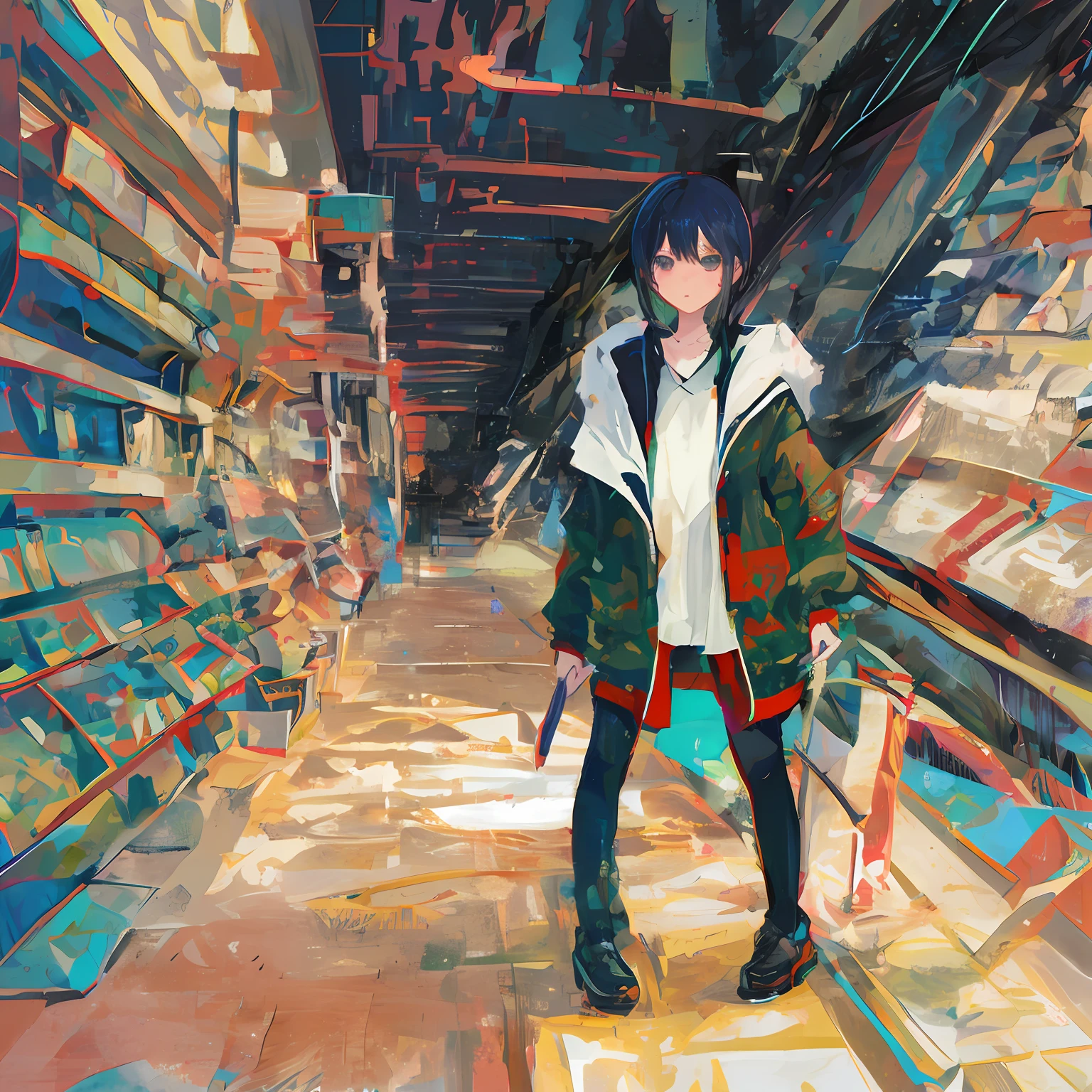 shoujo ink kamurai head black hair black clothes two-dimensional katana modern