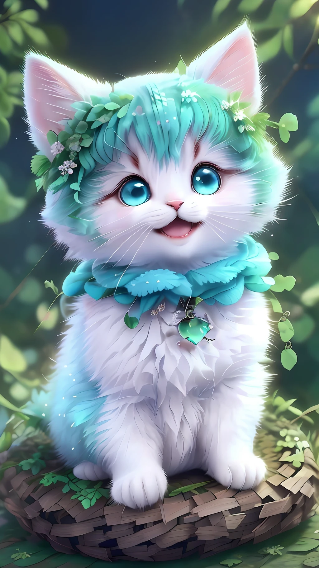 , Realistis, shaggy, (Kitten dressed), an cheeks, full bodyesbian, Non-human, ssmile, sparkle eyes, Minitary, Sit on a branch, lying down,Turn right!!!