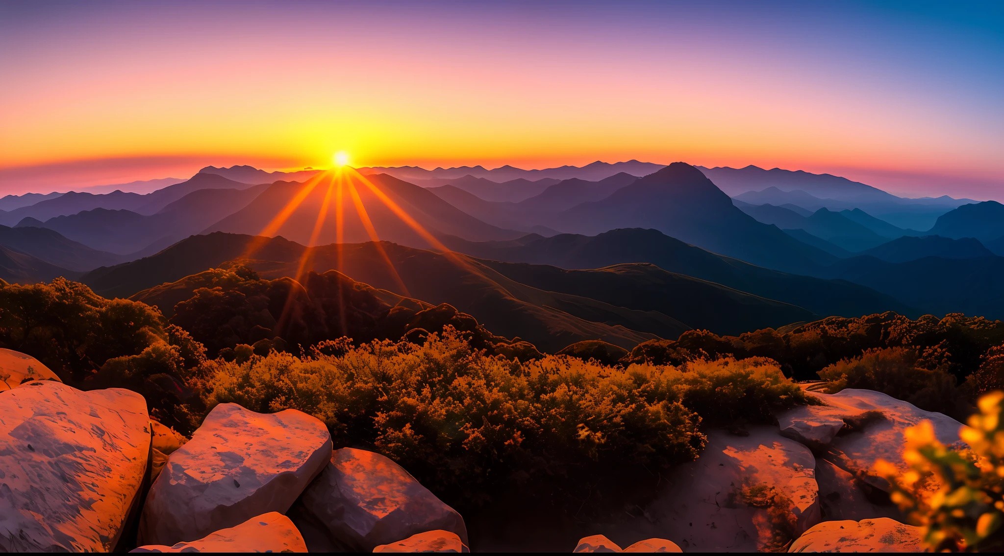 Sunset, evening glow, distant view, realistic, rich colors, gorgeous and colorful, wide-angle lens, shooting in the evening, positive film, naturalistic style, high-definition filming.