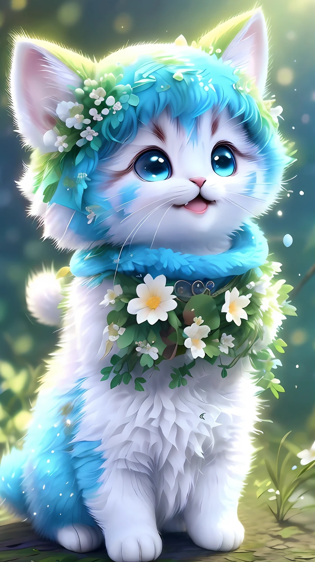 ， Realistis， shaggy， （Kitten dressed）， an cheeks， full bodyesbian， Non-human， ssmile， sparkle eyes， Minitary， Sit on a branch， lying down，Turn right！！！