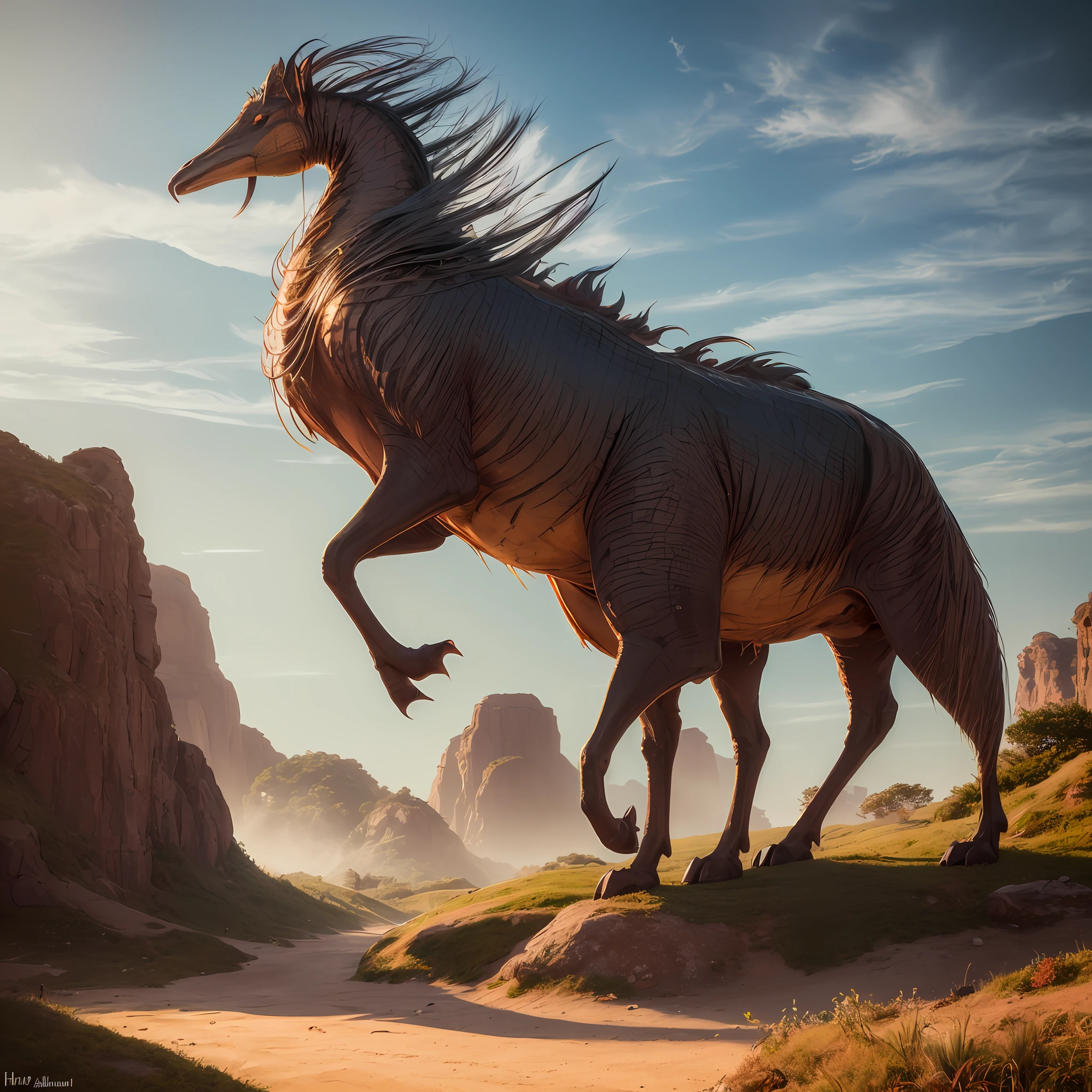 Mystical creature , realistic and natural, detailed full-color, hd photography, fantasy by john stephens, galen rowell, david muench, james mccarthy, hirō isono, magical, detailed, gloss, beautiful, radiant, colorful, golden hour, cosmic, sunny, vapor, vibrant, flickering light --auto