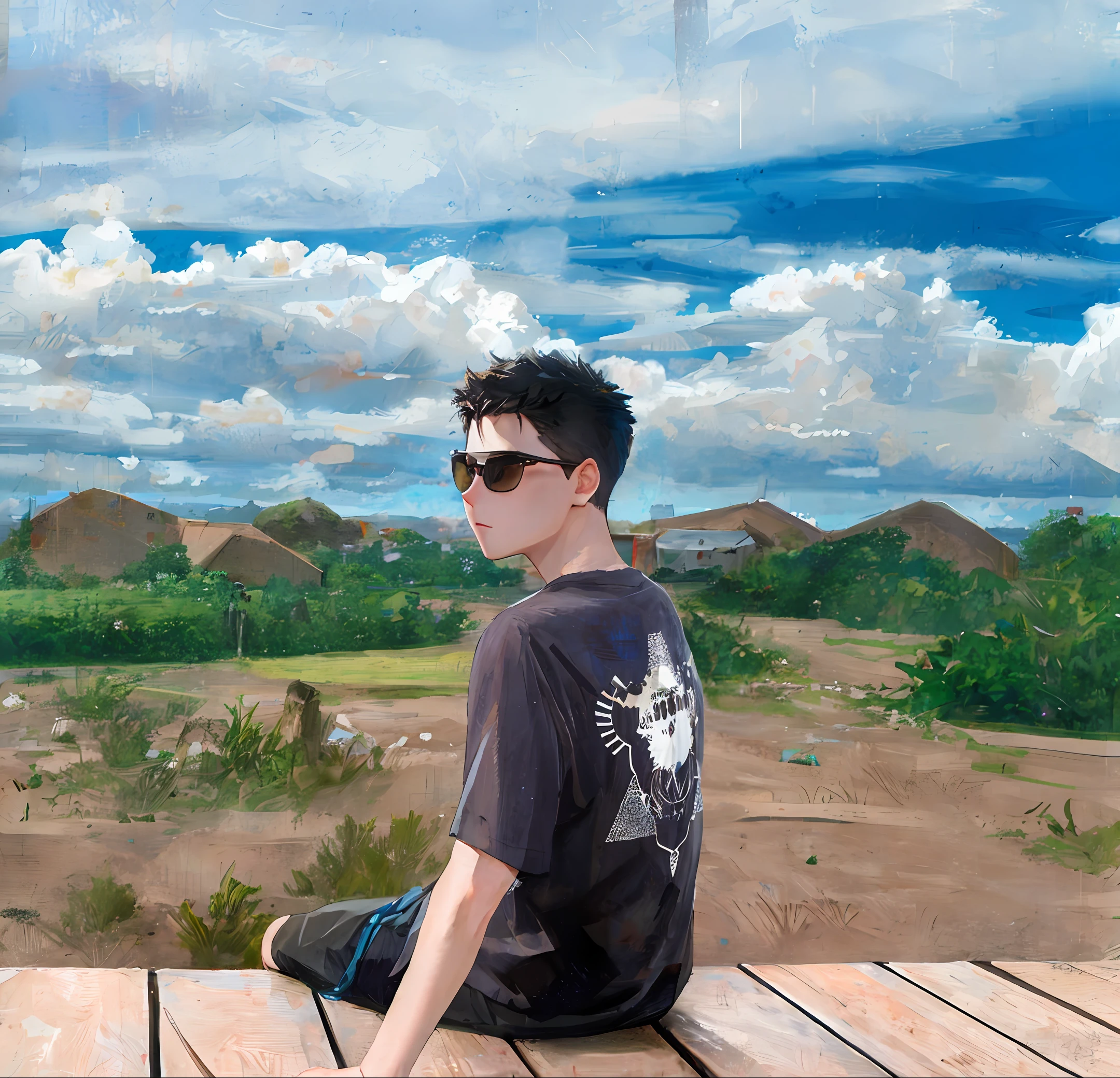 Melancholic landscape boy