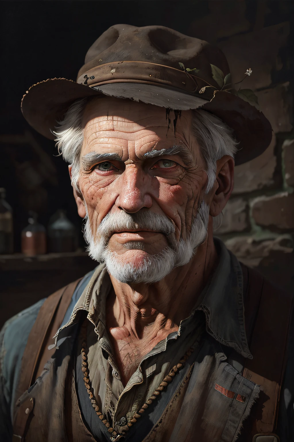 a portrait of an old coal miner in 19th century, beautiful painting with highly detailed face by greg rutkowski and magali villanueve
