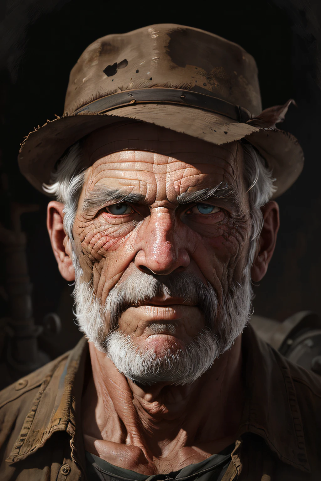 a portrait of an old coal miner in 19th century, beautiful painting with highly detailed face by greg rutkowski and magali villanueve