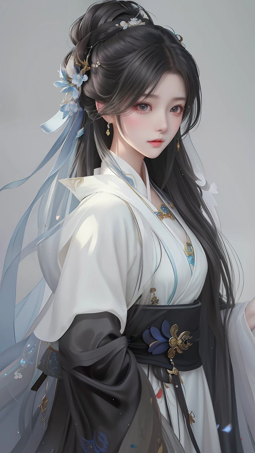 a painting of a woman with long hair wearing a white dress, beautiful character painting, guweiz, artwork in the style of guweiz, by Yang J, by Fan Qi, by Zhang Han, by Zeng Jing, by Zhou Wenjing, guweiz masterpiece, by Li Song, beautiful anime portrait, by Ye Xin, by Song Xu