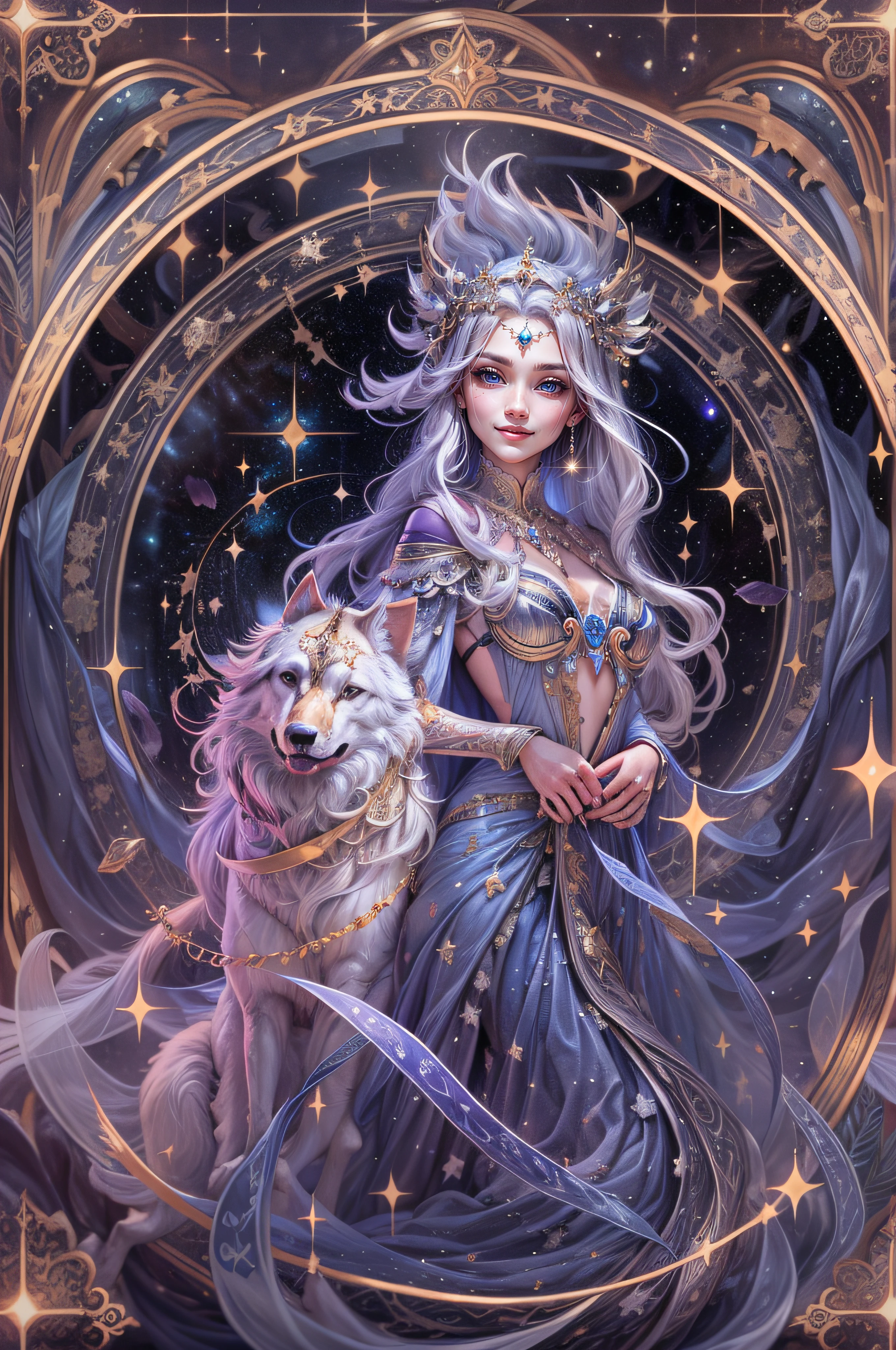 "Beautiful face, flawlessly detailed with a gentle smile and sparkling galaxy eyes. Best quality, a true masterpiece."