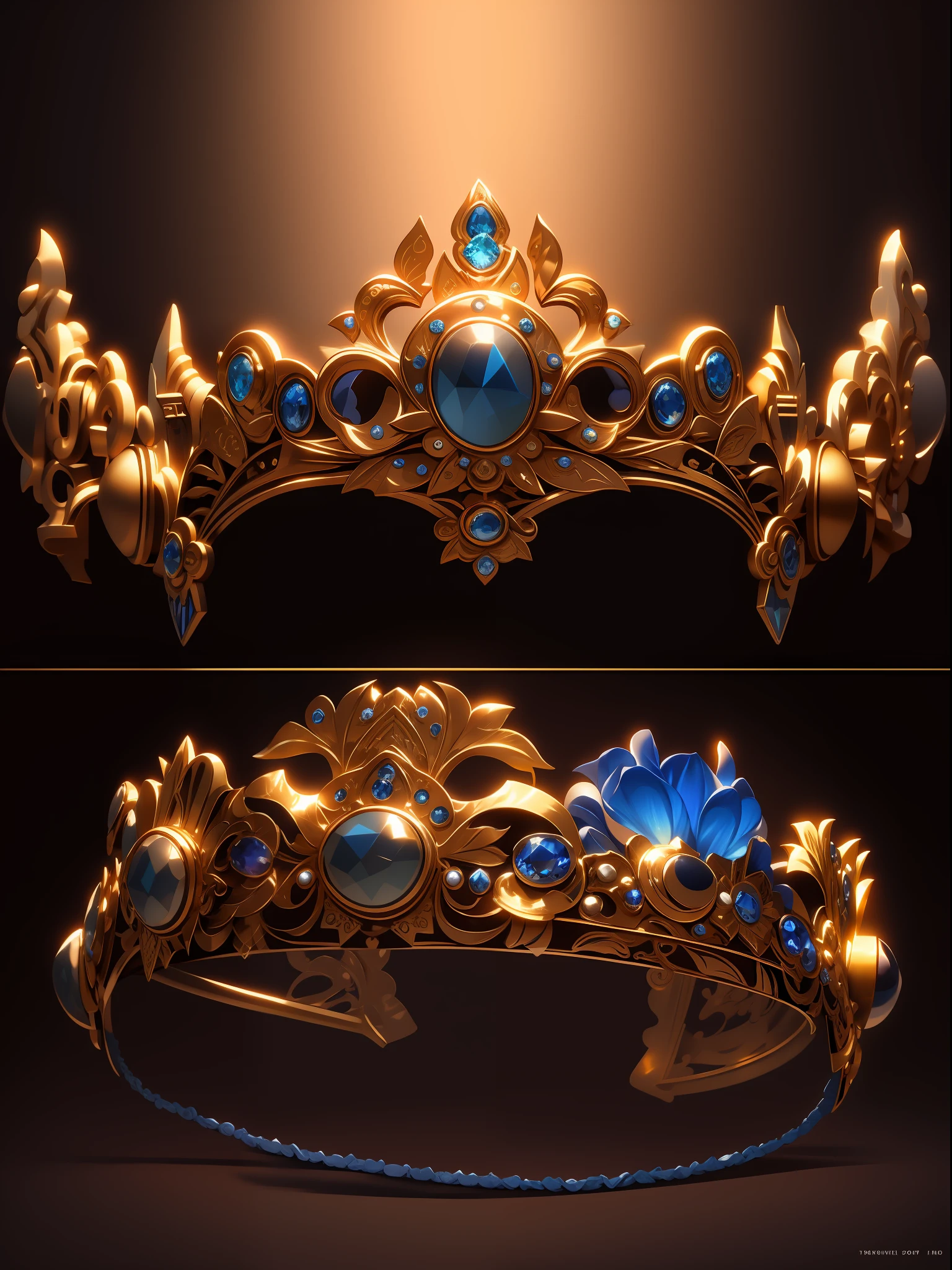 a close up of a tia with a blue stone in it, ultra realistic fantasy tiara, jeweled crown, intricate crown, ornate headpiece, intricate ornamented tiara, diadems, colonnade ornate headdress, diadem, ornate crown, tiara with sapphire, ornate jeweled crown, diadem on the head, jeweled headdress,masterpiece, best quality, (extremely detailed CG unity 8k wallpaper), (best quality), (best illustration), (best shadow)