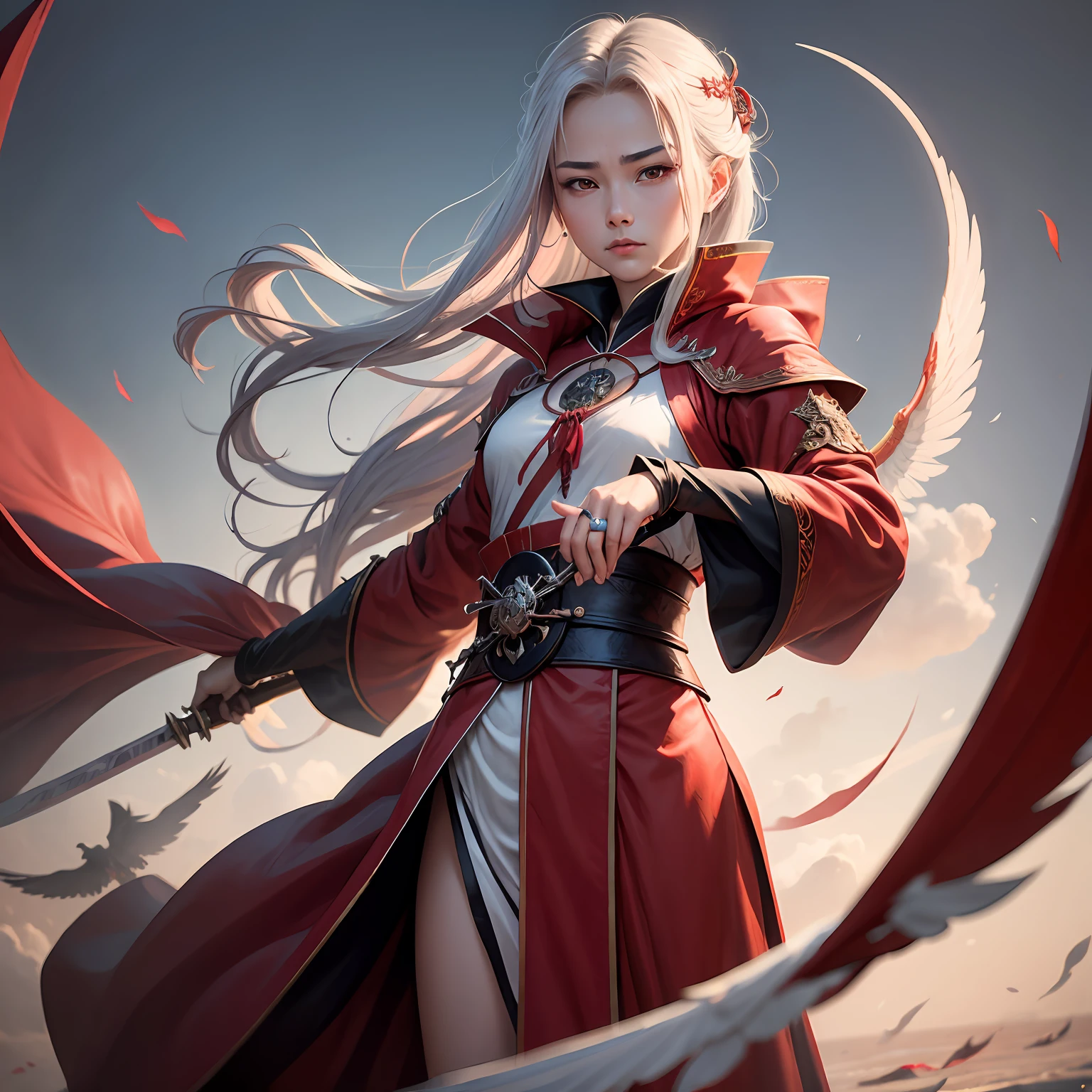 Immortal Sword Flying Crane Soul Ring Blood Red Robe Tang Poem --auto