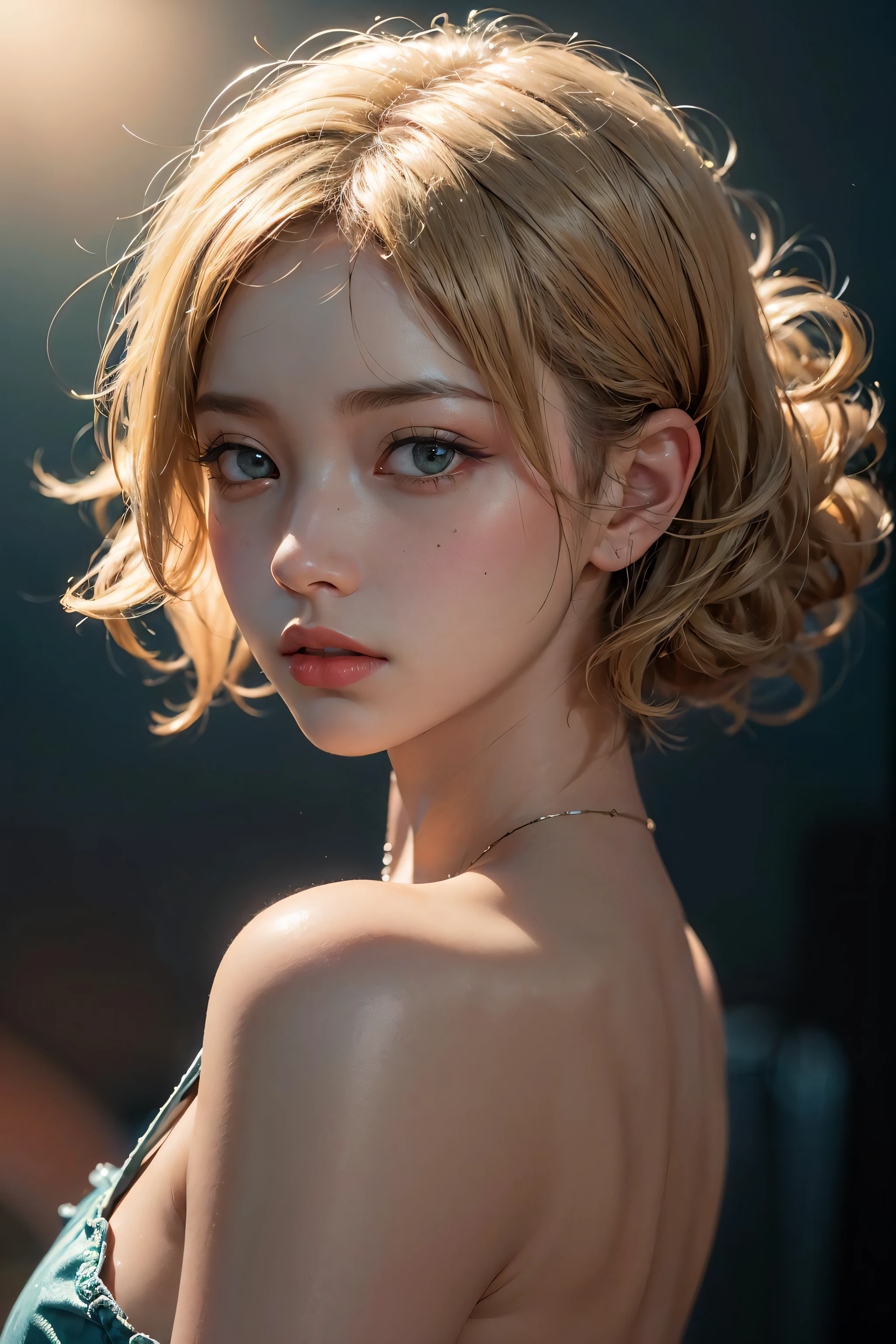 blonde, Curly hair,(hi-top fade:1.3), dark theme, soothing tones, muted colors, high contrast, (natural skin texture, hyperrealism, soft light, sharp),exposure blend, medium shot, bokeh, (hdr:1.4), high contrast, (cinematic, teal and orange:0.85), (muted colors, dim colors, soothing tones:1.3), low saturation, (hyperdetailed:1.2), (noir:0.4)