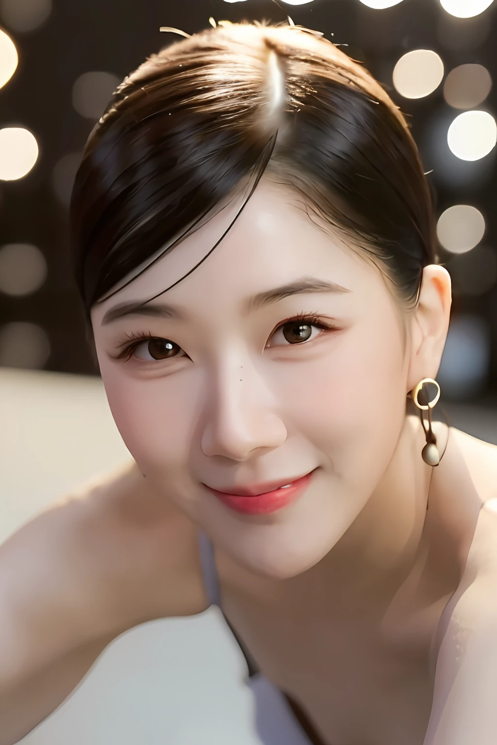 (4k, Best Quality, High Resolution: 1.1), (Realistic, Photorealistic:1.1), 1 Girl, Solo, Fine Eyes, Fine Complexion, (Look Viewer:1.2), Cute, Pure, Long Eyelashes, Upper Body, Blush, Random Clothes, Realistic Light, Realistic Shadows, [Blurred Background], Eye Focus, [Depth of Field], Professional Lighting, Photon Mapping, Radiosity, Physically based rendering, high detail, f/2.8, 200mm lens, catch light,