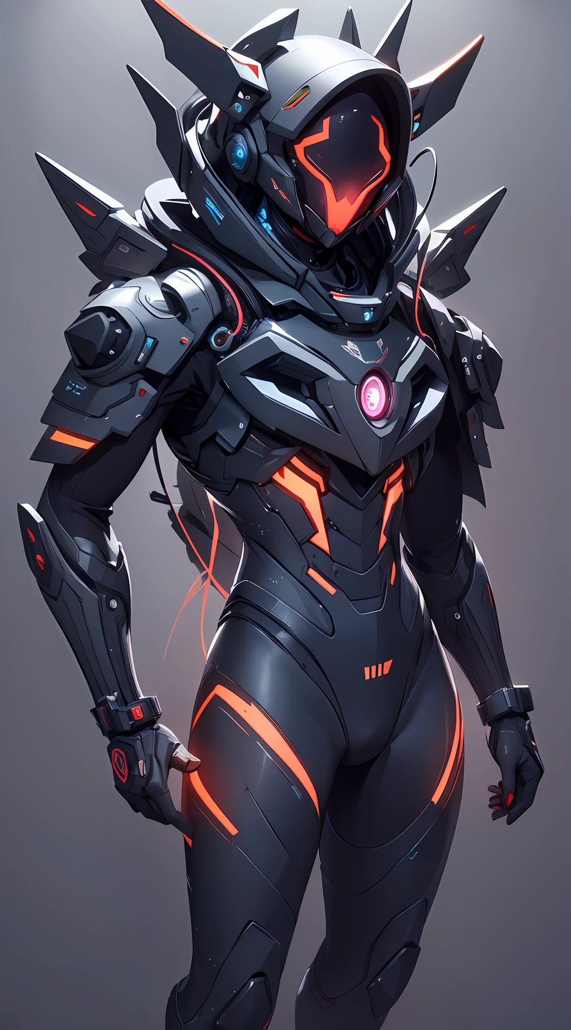 full body,Navy space suit in dark colors, The surface of the carapace has sharp creases, with streamlined curves and transitions,that has the ribs of a living being with glowing veins across the surface. The eva on its back a mixture of carapace, technology, and electronics,(high qulity), best qualtiy, Realiy, ultra-detailliert,,8k,