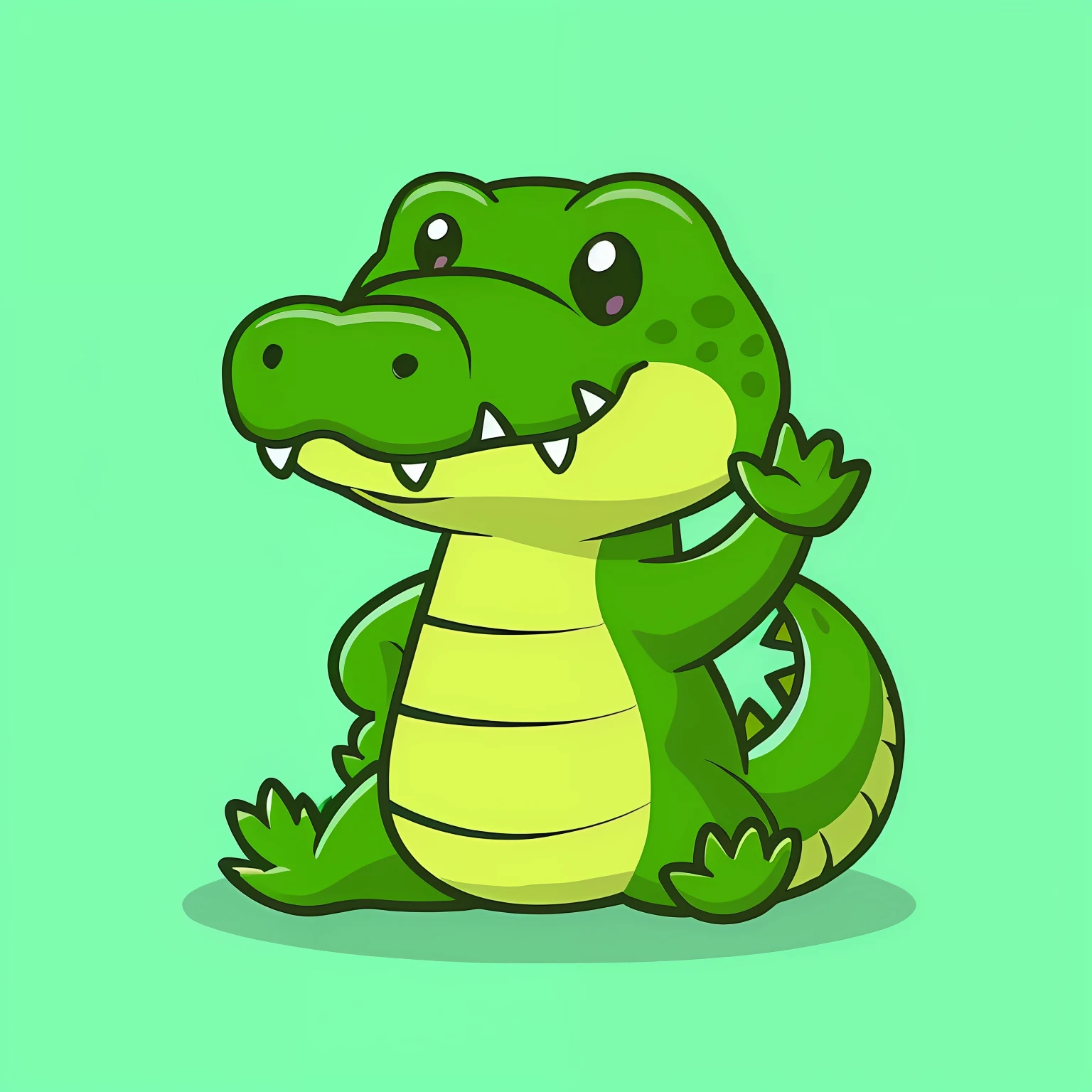 um crocodilo dos desenhos animados sentado em suas patas traseiras e acenando, anthropomorphic alligator, crocodilo, alligator, Crocodilo Loki, Mascot illustration, personagem bonito dos desenhos animados, cartoon illustration, pantanoso, Cartoon style illustration, foto de crocodilo, meio crocodilo, estilo de arte dos desenhos animados, "Retrato de um animal de desenho animado, estilo vetorial cartunesco, desenho animado altamente detalhado, criatura fofa da floresta