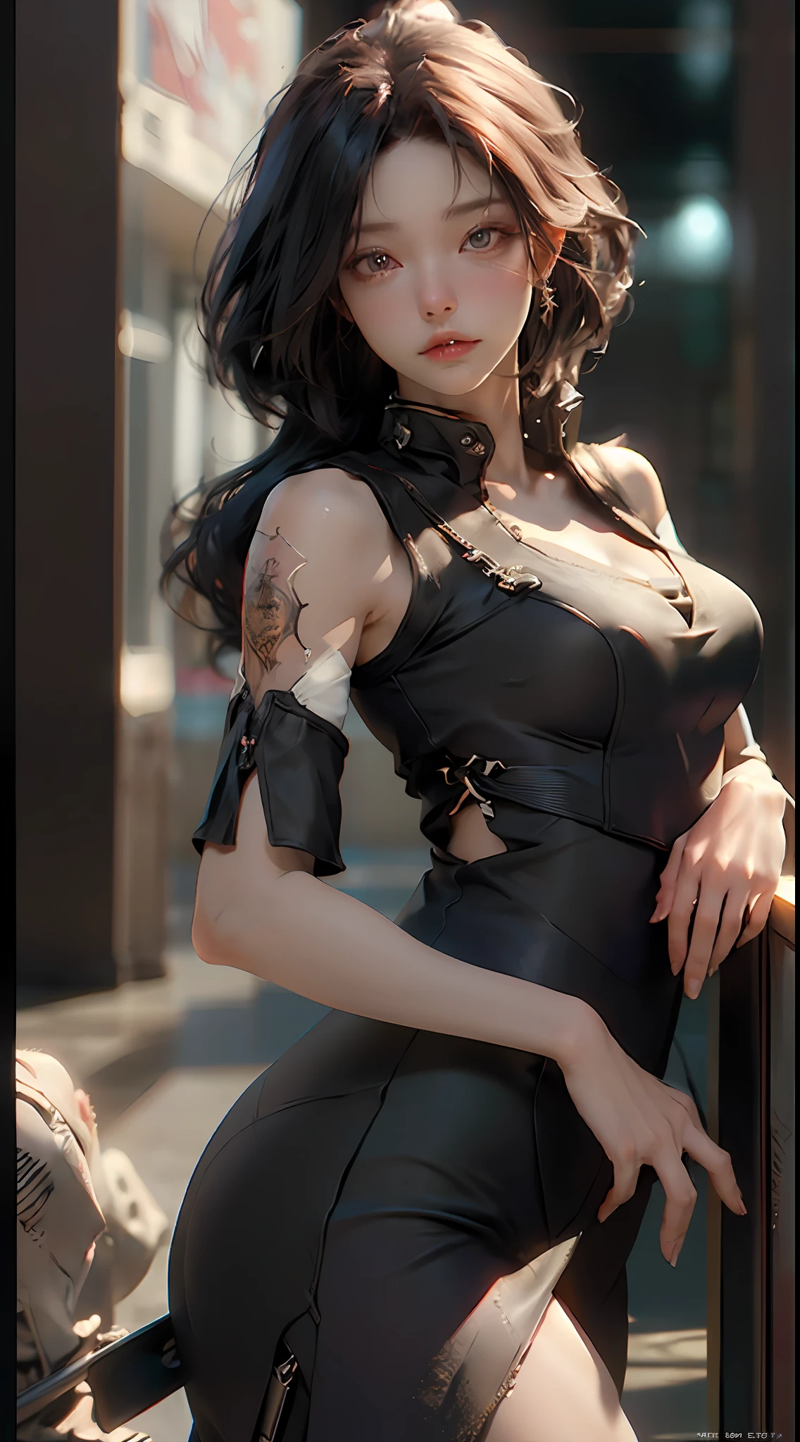 ((Best quality)), ((masterpiece)), (detailed:1.4), 3D, an image of a beautiful cyberpunk female,HDR (High Dynamic Range),Ray Tracing,NVIDIA RTX,Super-Resolution,Unreal 5,Subsurface scattering,PBR Texturing,Post-processing,Anisotropic Filtering,Depth-of-field,Maximum clarity and sharpness,Multi-layered textures,Albedo and Specular maps,Surface shading,Accurate simulation of light-material interaction,Perfect proportions,Octane Render,Two-tone lighting,Wide aperture,Low ISO,White balance,Rule of thirds,8K RAW,