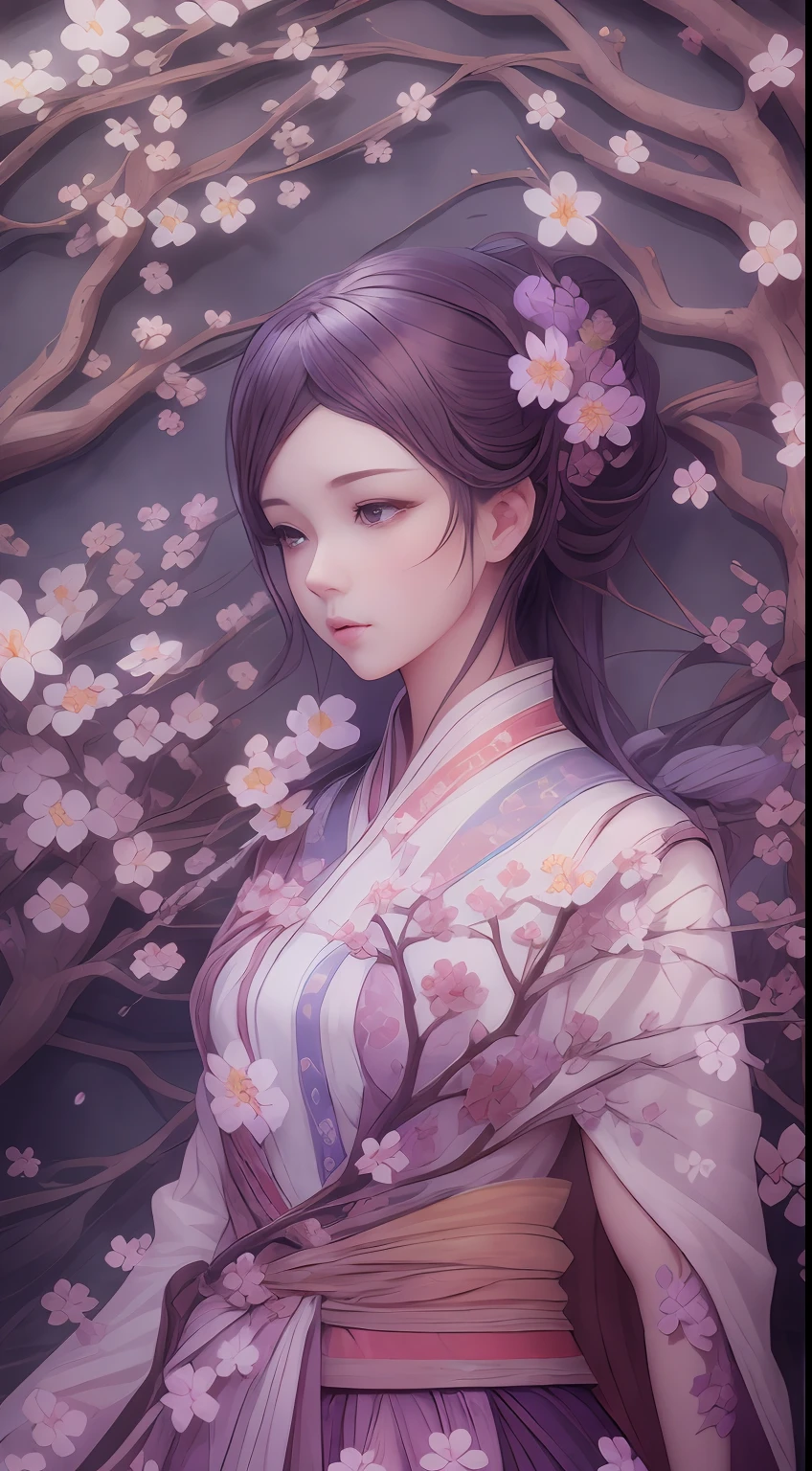 illustration: 1.3), (paper art: 1.4) a 3D render, , (Beautuful Women:1.3), (Representative work plum blossoms:1.2)(Masterpiece snow:1.2) , Colorful, Best quality, Detailed details, Masterpiece, offcial art, movie light effect, 4K, Chiaroscuro , Flash