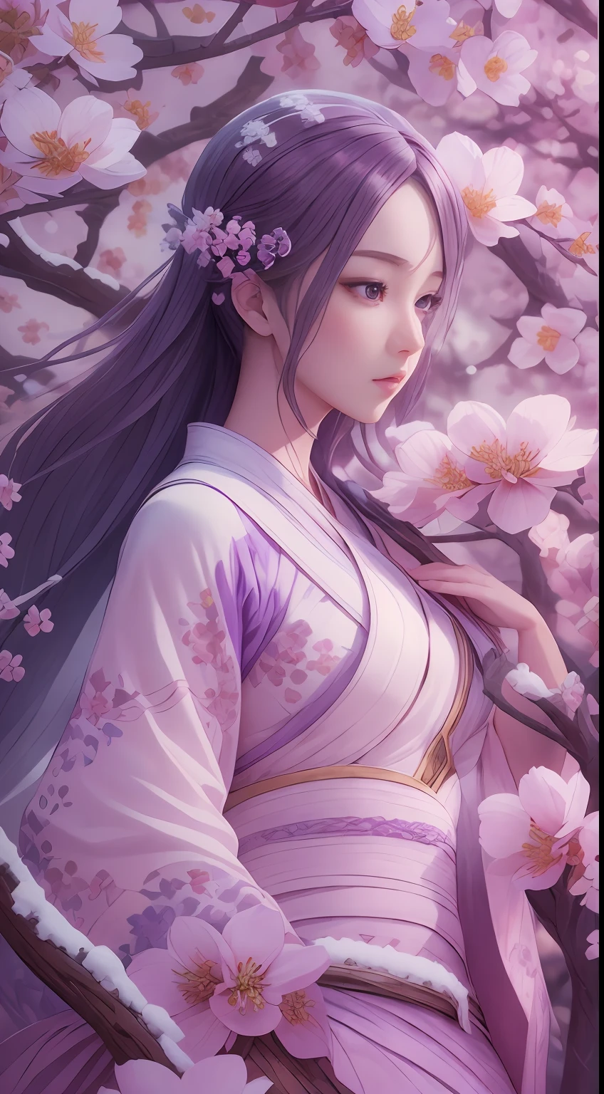 illustration: 1.3), (paper art: 1.4) a 3D render, , (Beautuful Women:1.3), (Representative work plum blossoms:1.2)(Masterpiece snow:1.2) , Colorful, Best quality, Detailed details, Masterpiece, offcial art, movie light effect, 4K, Chiaroscuro , Flash