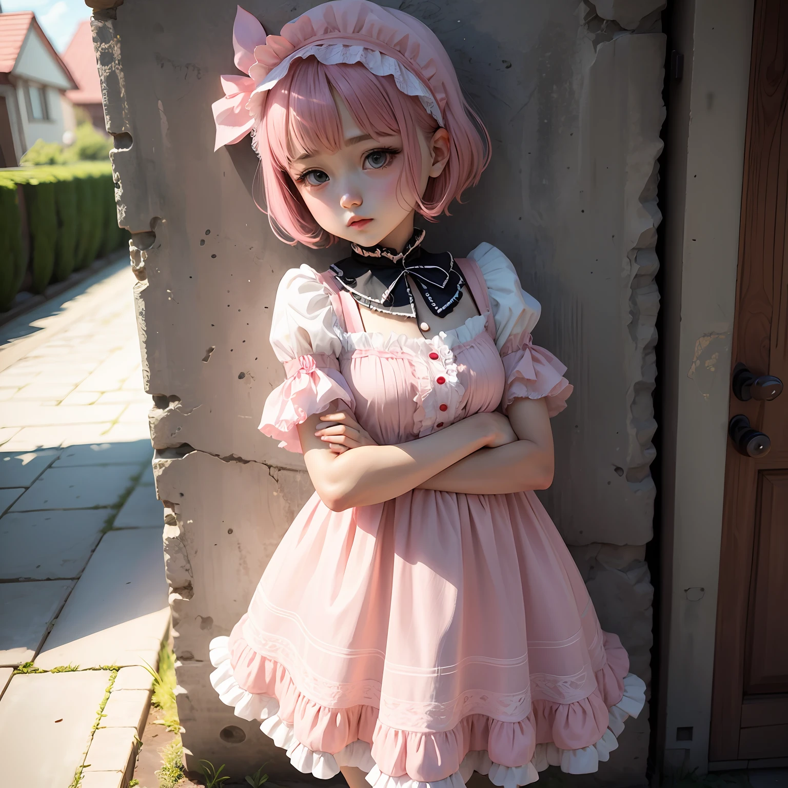 Young daughter Loli short hair pink Lolita --auto