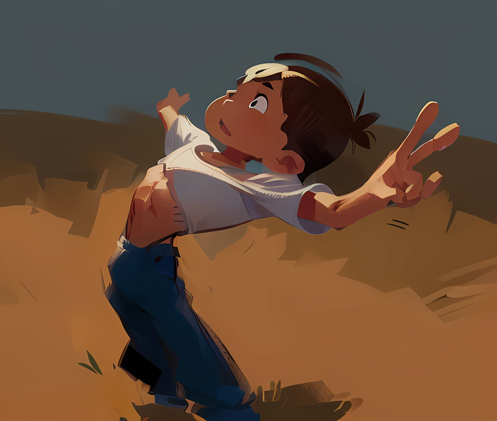 (((Simple cartoon and keep the original basic illustration, brasileiro, fazendo pose, menino, de anatomia gostoso de garoto