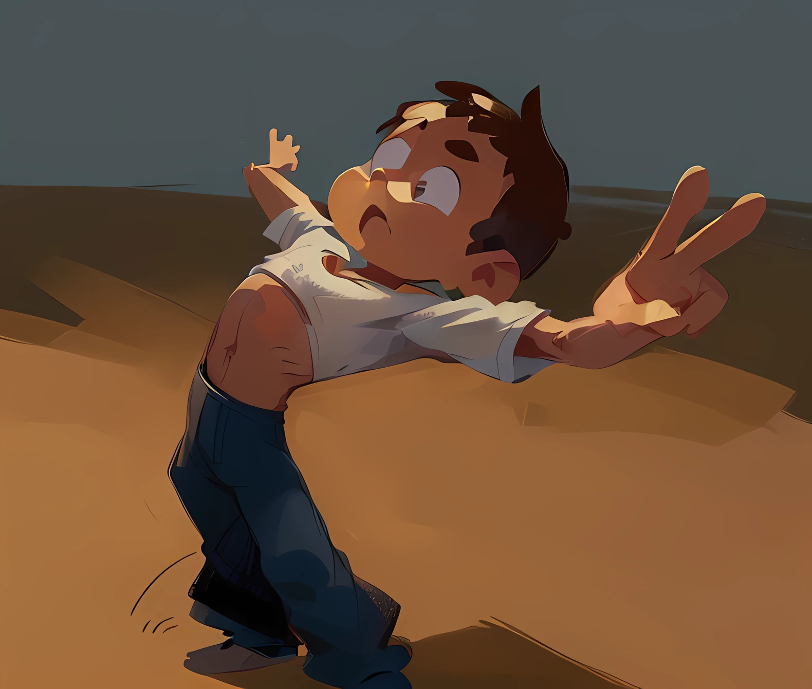 (((Simple cartoon and keep the original basic illustration, menino brasileiro, fazendo pose, menino forte, de anatomia gostoso de garoto