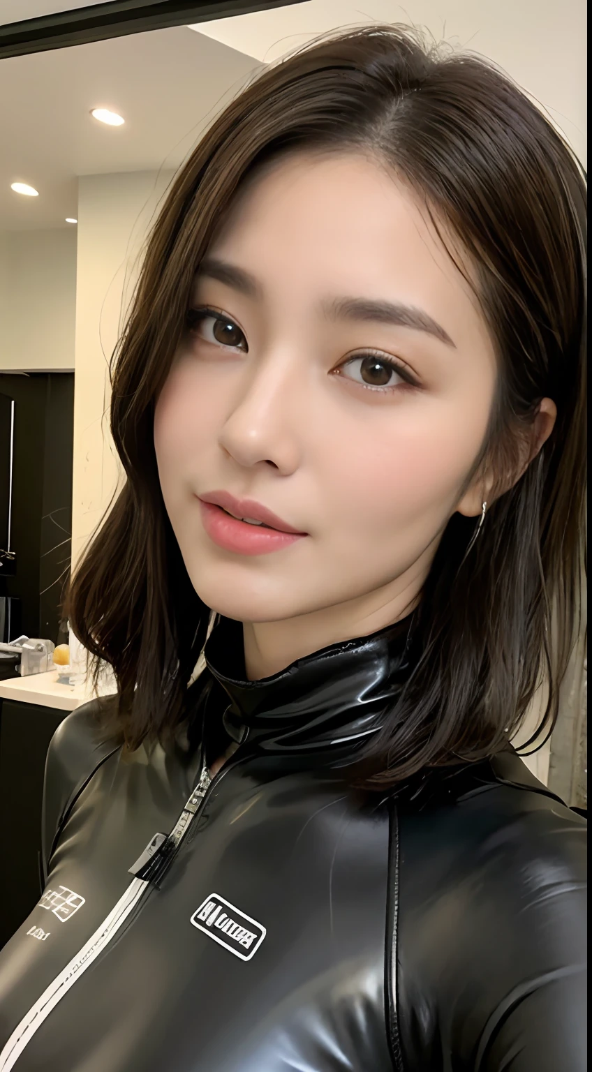 (Top Quality, 4k, Masterpiece: 1.3), Japan Woman, 1 Girl, Sexy: 1.1, Dark Brown Hair: 1.1, (Rain Wet, Rain Wet, Wet Body: 1.3), Luster, Latex, Wetsuit, Ultra Detailed Face, Detailed Lips, Detailed Eyes,