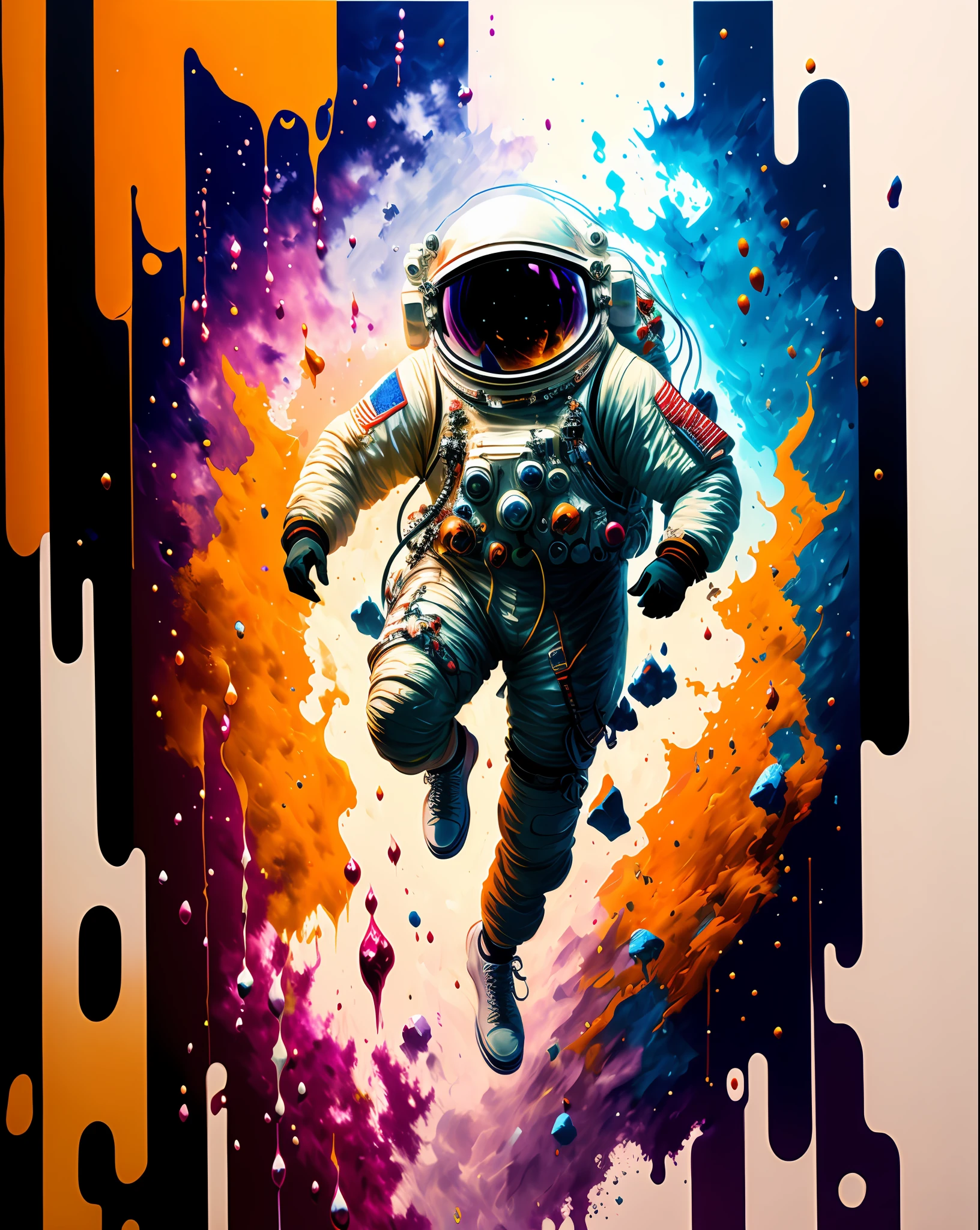 astronaut,  climbing the asteroid,  character render, ultra high quality model, ethereal background, abstract beauty, explosive volumetric, oil painting, heavy strokes, paint dripping