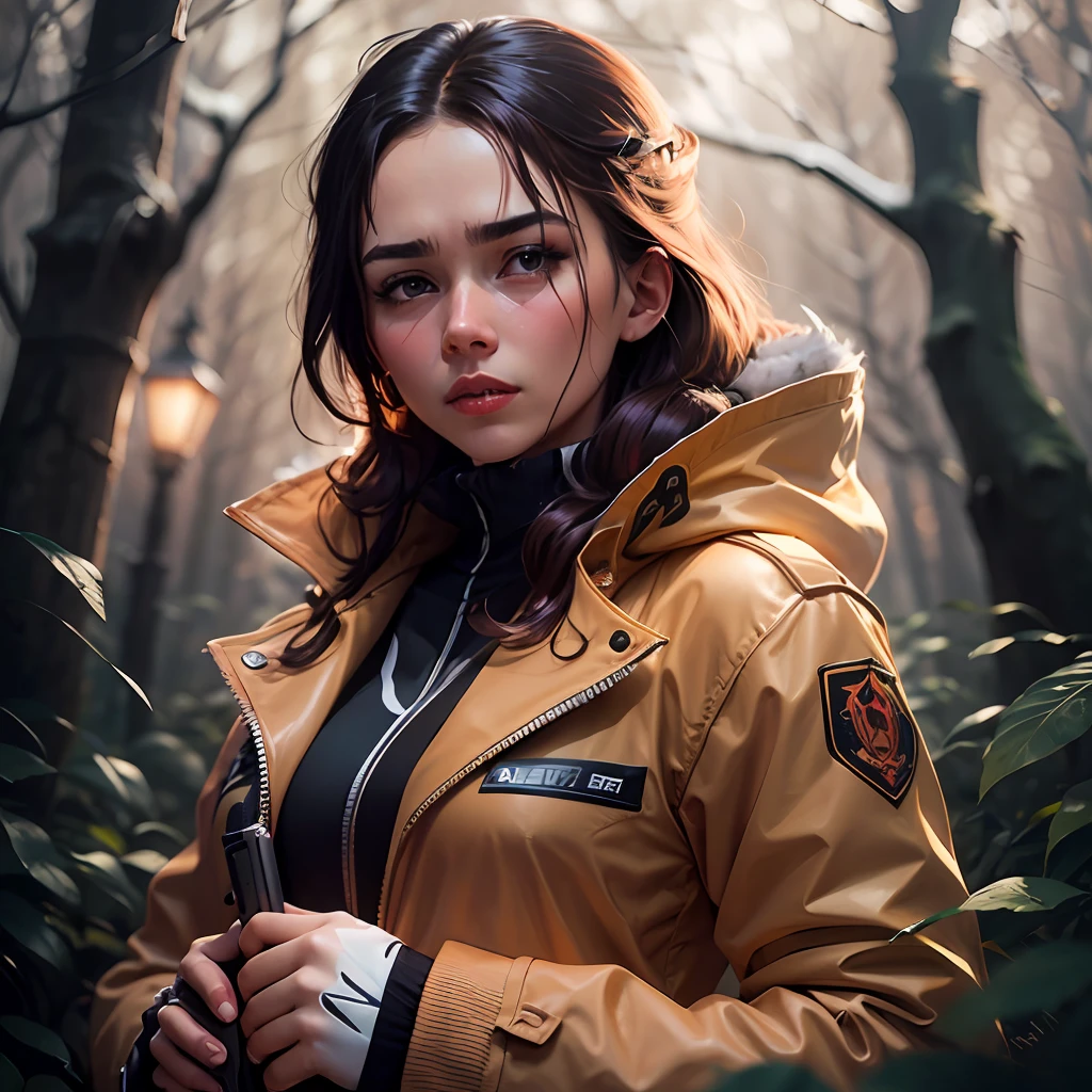Red riding, chapeuzinho vermelho em um trilha na floresta, segurando um rifle. There's a woman in a red coat holding a gun, Wojtek FUS, Cosplay capuz vermelho, Alena Aenami e Artgerm, como personagem de overwatch, em uma trilha na foresta, fotografia de personagens, red and cinematic lighting, Anato Finnstark e Alena Aenami, Artgerm e Atey Ghailan, cinemactic. por leng jun, fantasia, chapeuzinho vermelho --auto --s2