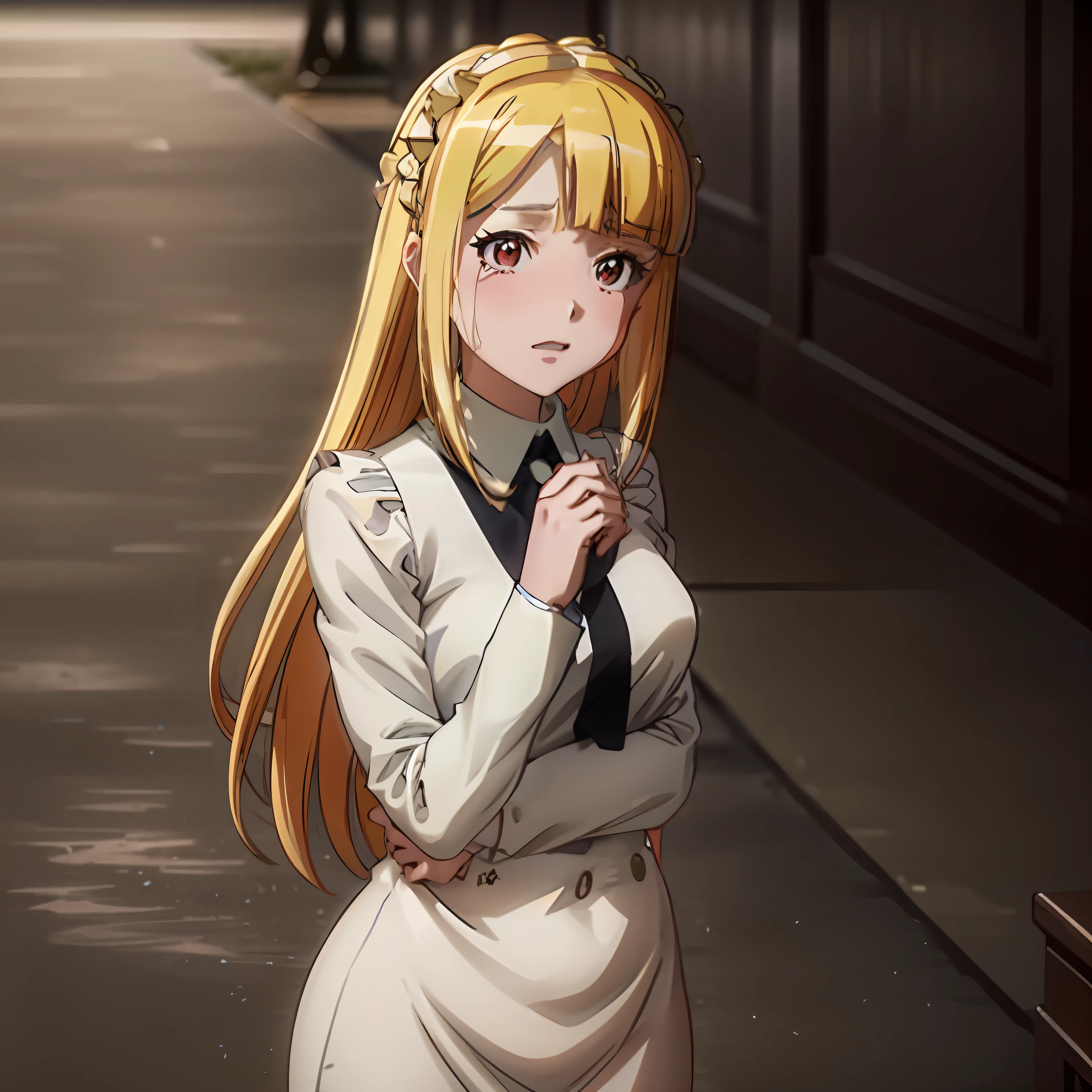 Anime, Woman in white dress and black tie, anime visual of a young woman, Anime visuals of cute girls, blonde anime girl with long hair, in the anime film, today's featured anime still, Anime Best Girl, anime movie screenshot, anya from spy x family, a female anime character, beautiful anime high school girl