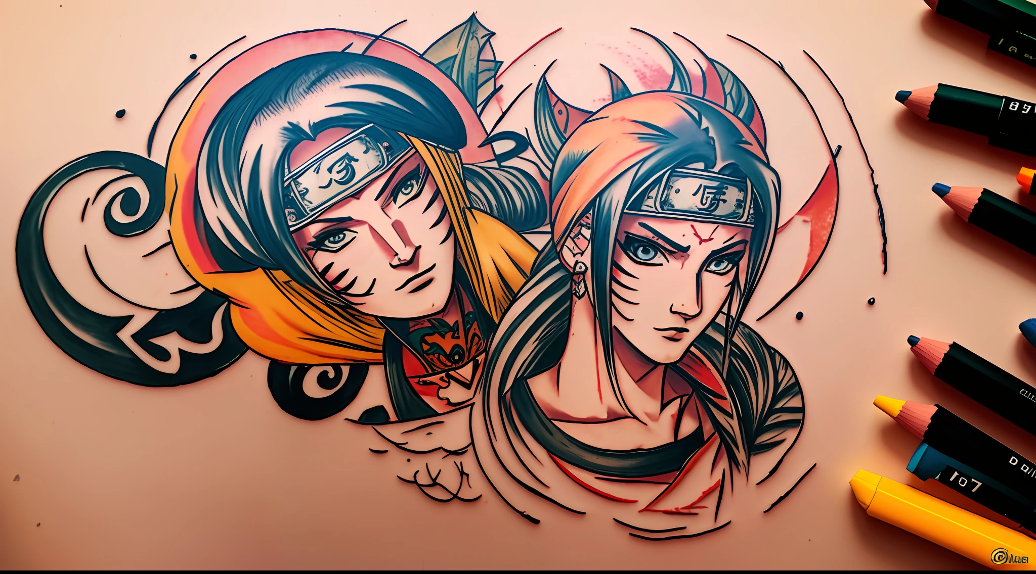 desenho, tattoo, naruto, colorida, sketchfab, tattoo --auto