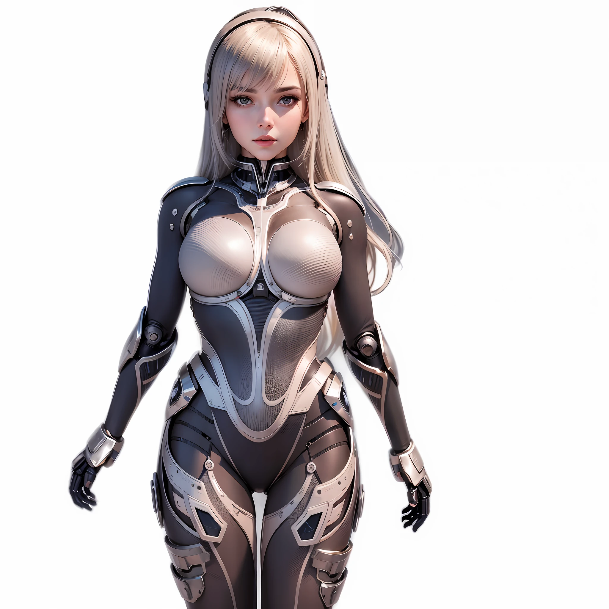 Close-up of a woman wearing a helmet in a straitjacket, beautiful white girl cyborg, gynoid cyborg body, perfect anime cyborg woman, perfect cyborg female, girl in mecha cyber armor, female cyborg, Cute cyborg girl, cyborg - girl with silver hair, young lady cyborg, Cyborg girl, beautiful alluring female cyborg, beautiful female cyborg
