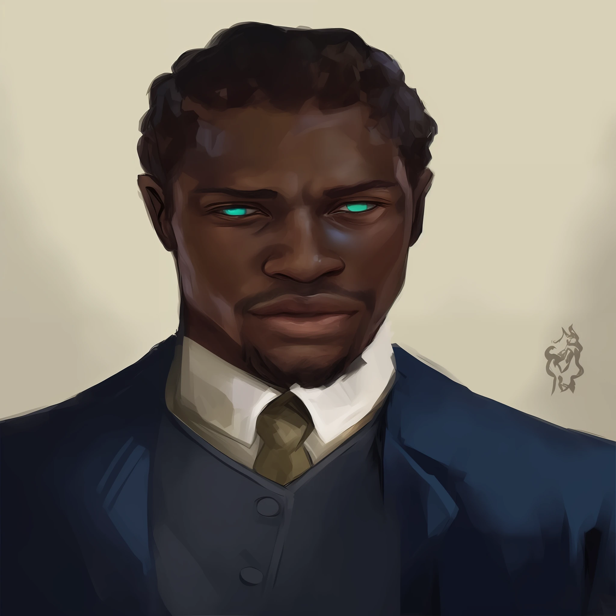 um close up de um homem de terno e gravata, um retrato do personagem, inspirado em Rajmund Kanelba, Directed by: Zahari Zograf, epic and elegant portrait, retrato da arte do personagem, Epic portrait illustration, um retrato de personagem, retrato da arte do conceito do personagem, arte do retrato do personagem, retrato de personagem pintado, retrato detalhado do caractere, Personagem - Retrato, brown skin man egyptian prince --auto