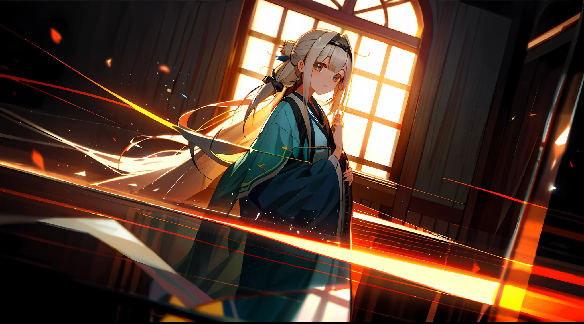 zori，glass，Long-haired girl，Vacated，Light，HD beauty CG