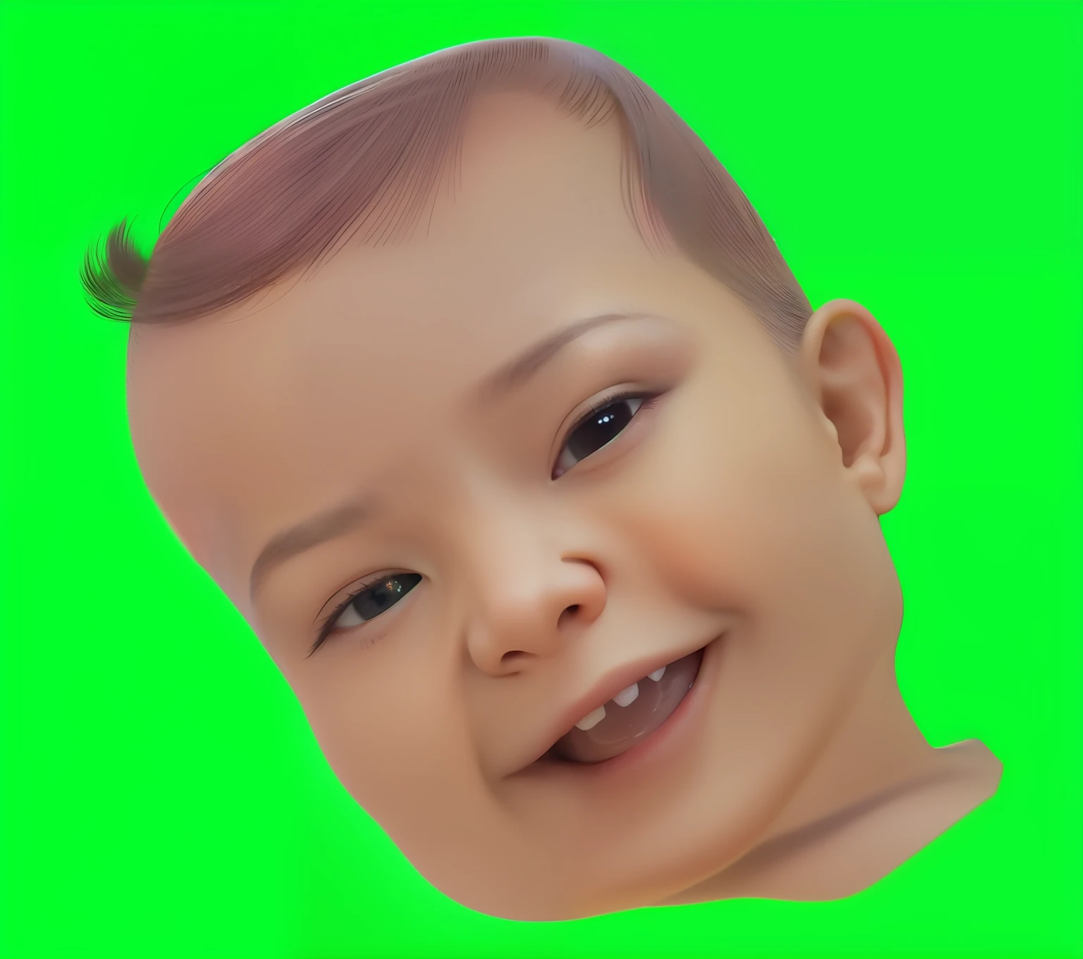 There is a baby smiling and wearing a green background, cara muito realista, rosto foto-realista, com o rosto muito detalhado, cara muito realista, pintura digital dos desenhos animados, gerar Rosto realista, rosto fotorrealista, cara fofa jovem, Potrait, [ Arte Digital ]!!, cabrito, Rosto realista, rosto realisticamente renderizado, retrato dos desenhos animados, Retrato digital