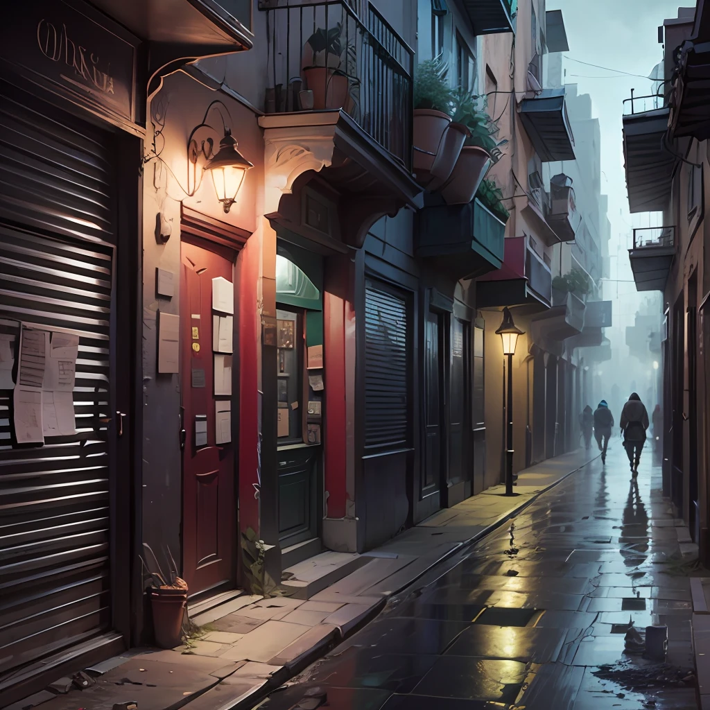 callejon de la ciudad, Post apocalyptic, cidade urbana, cyber punk lighting, color grading, 50k, ultra realista --auto --s2