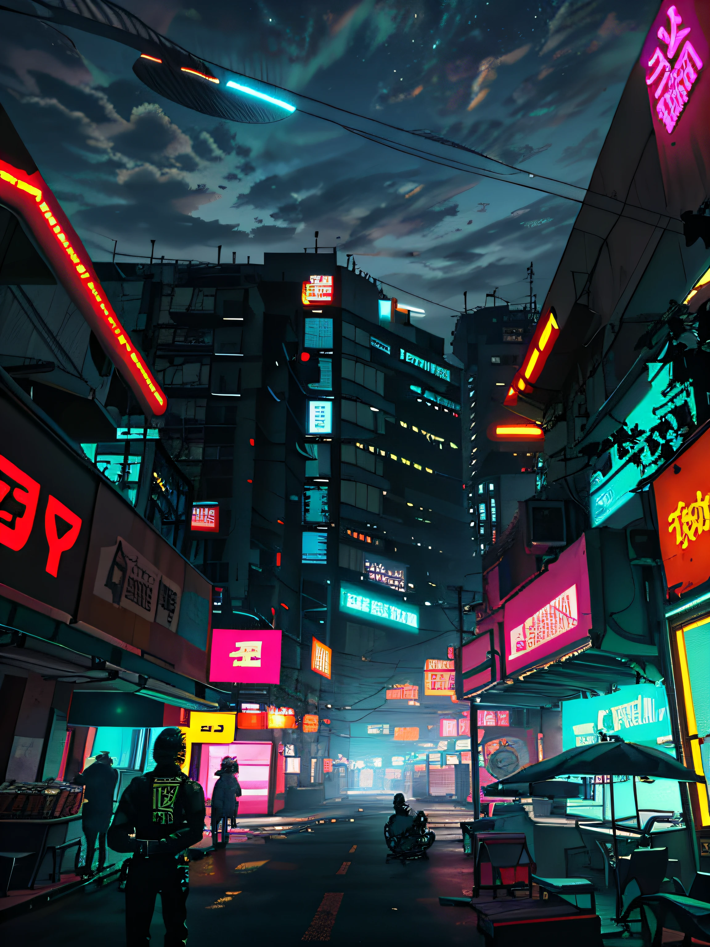 Cyberpunk movies，Wide angle city，The city of the future，2077，Neon cold light，Ultra high quality