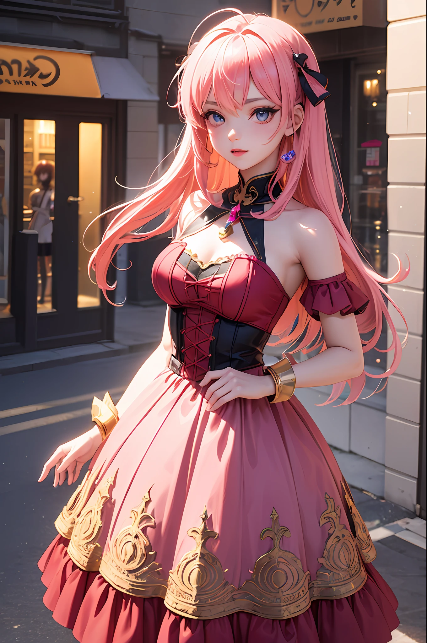 (tmasterpiece:1.2), best qualtiy, (illustratio:1.2), (ultra - detailed), Eye focus,anime girl with pink hair and pink dress posing for a picture, anime barbie doll, smooth anime cg art, 3d anime girl, anime styled 3d, stylized anime, render of a cute 3d anime girl, portrait of magical girl, 2. 5 d cgi anime fantasy artwork, game cg, trending on cgstation, intricate ornate anime cgi style, anime princess