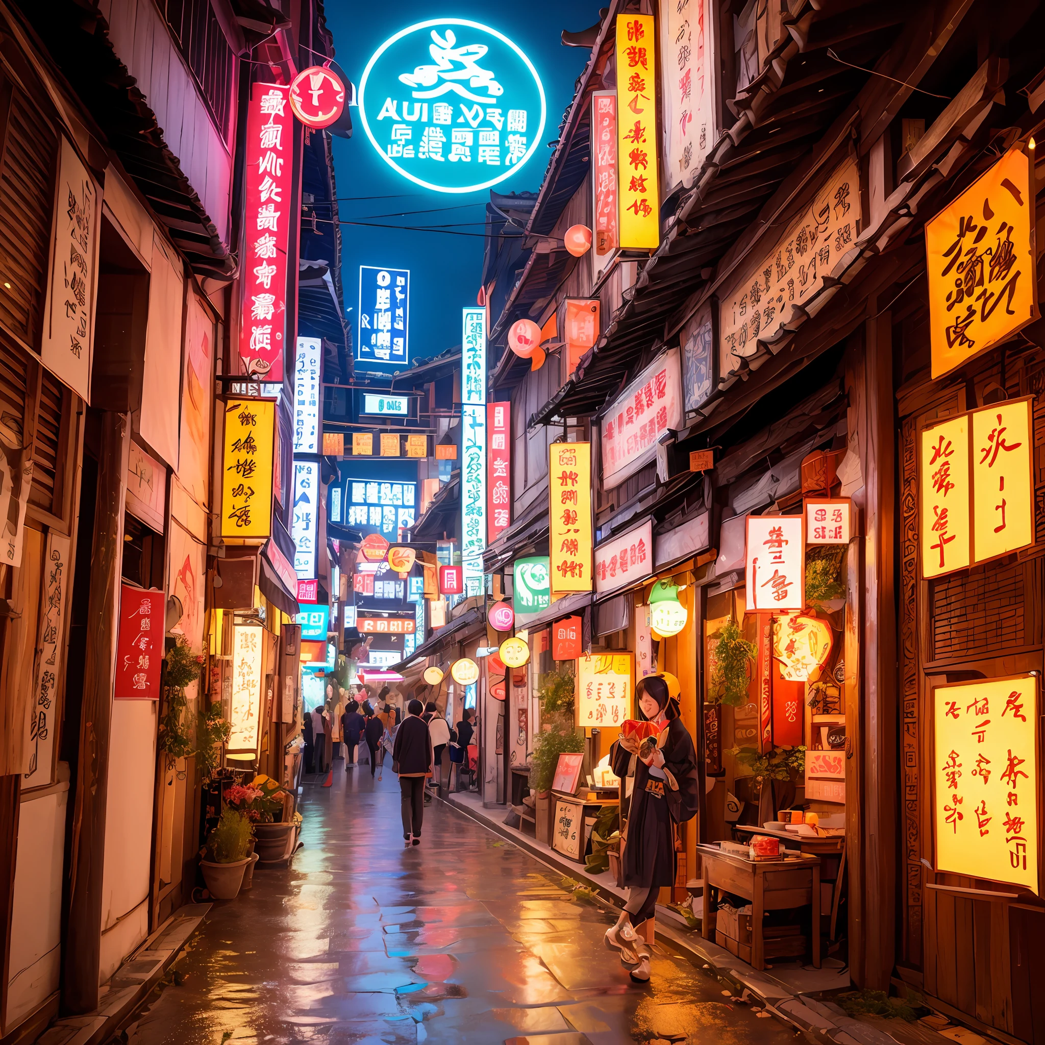 "Jiangnan Water Town，Colorful and charming neon lights flash" --auto