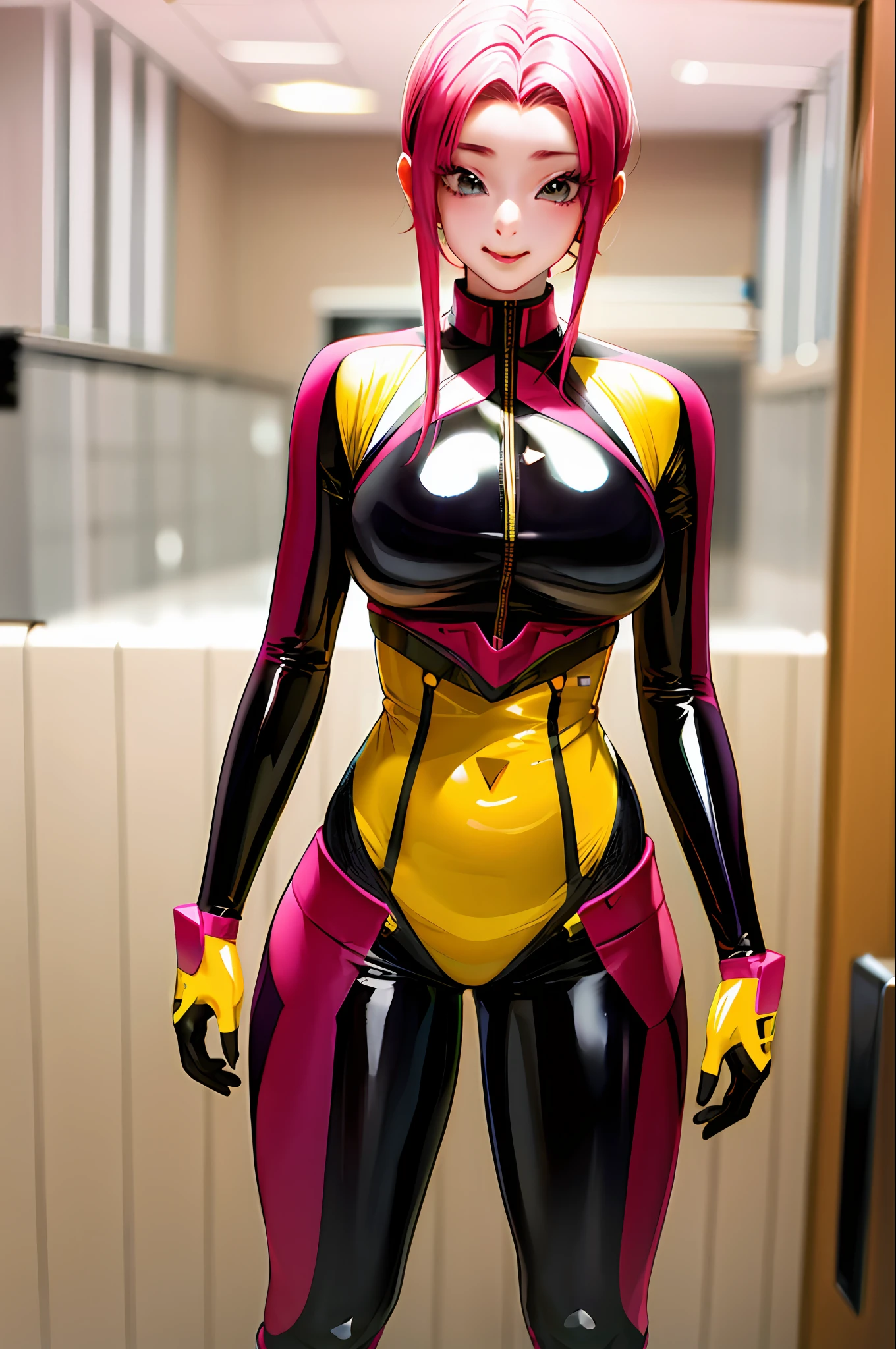 One girl in a latex anime posing for a photo, PastelColors, Beautiful anime girl, Ecchi anime style,