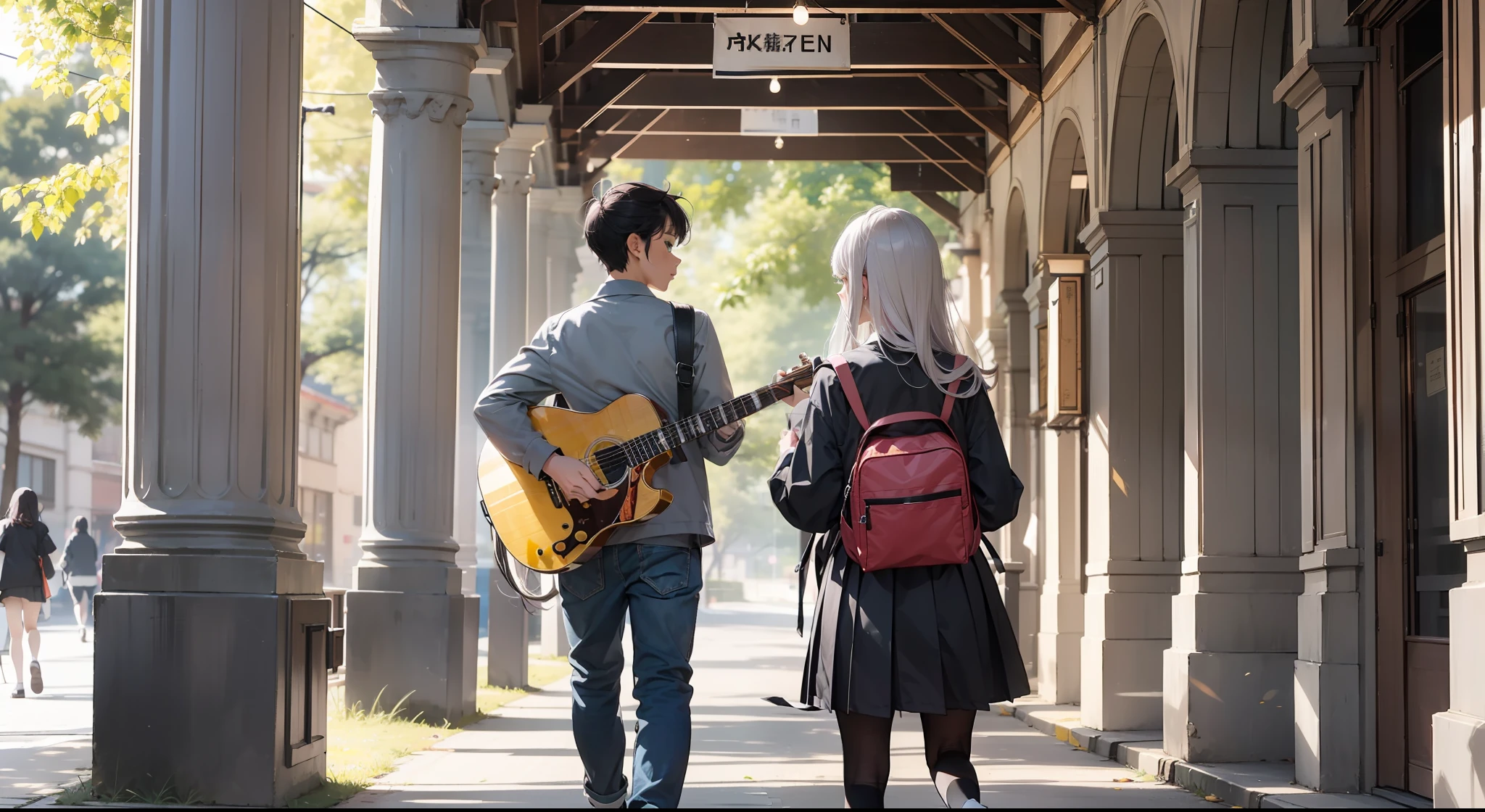 silber hair,Kizi,校服,stocklings,Back Shadow