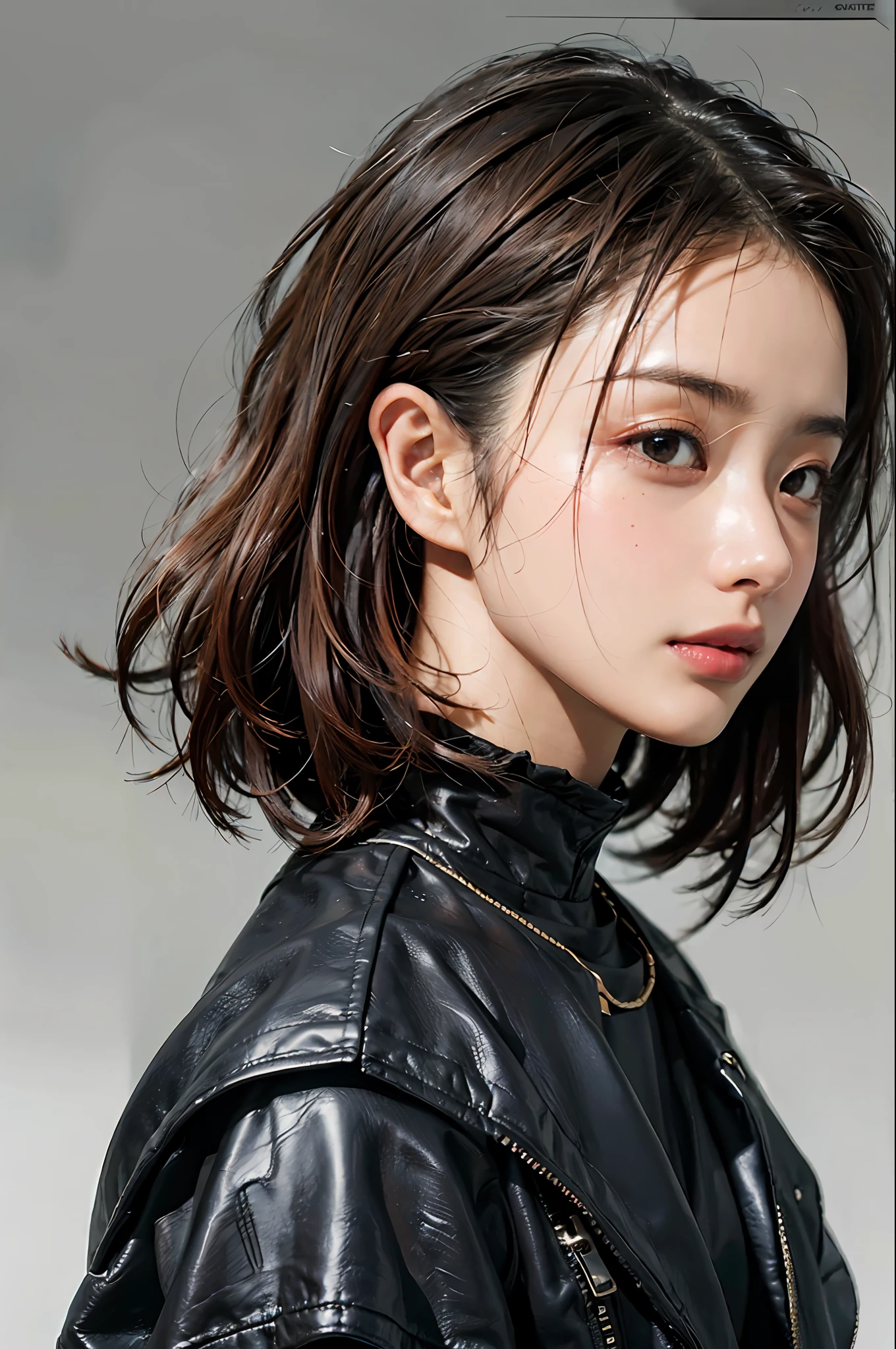 a 30 yo woman,(hi-top fade:1.3),long hair,dark theme, soothing tones, muted colors, high contrast, (natural skin texture, hyperrealism, soft light, sharp),