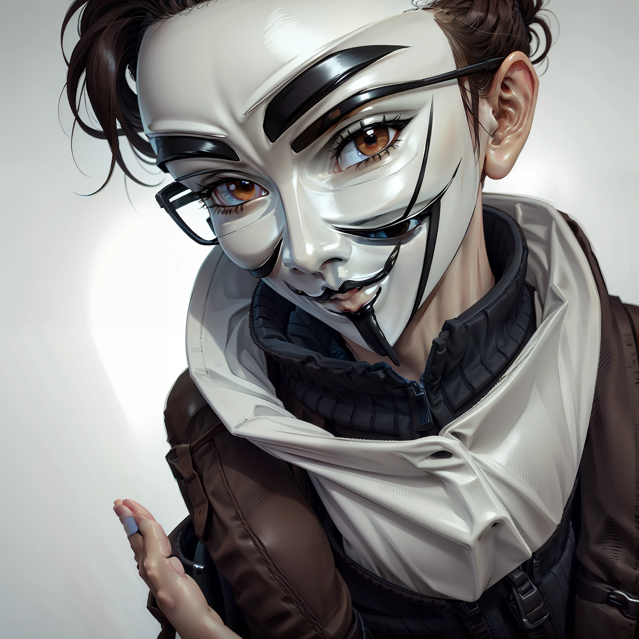 1man wearing a white mask, 4k portrait