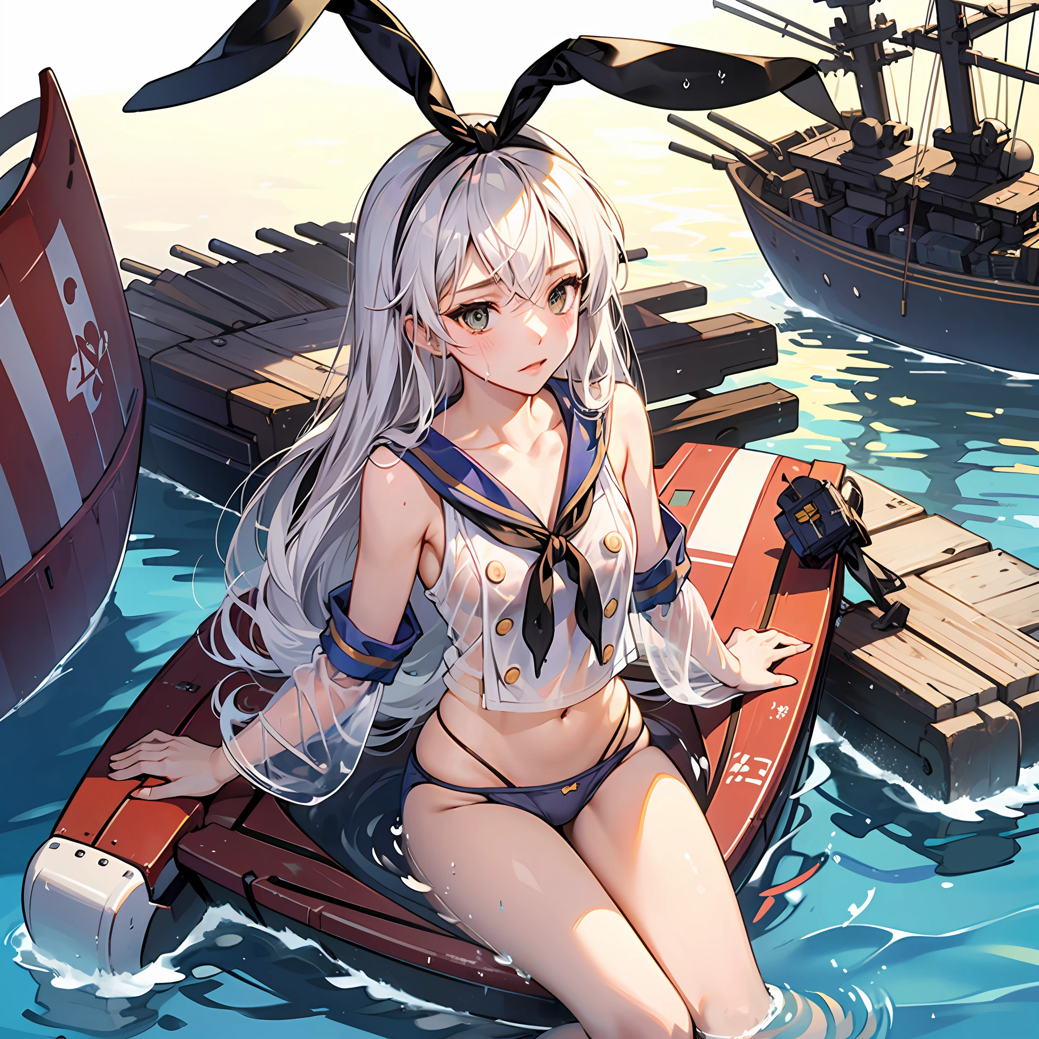 Ship This Shimakaze Smaller chest Rubbed Wet clothes Sheer little underpants Transparent --auto