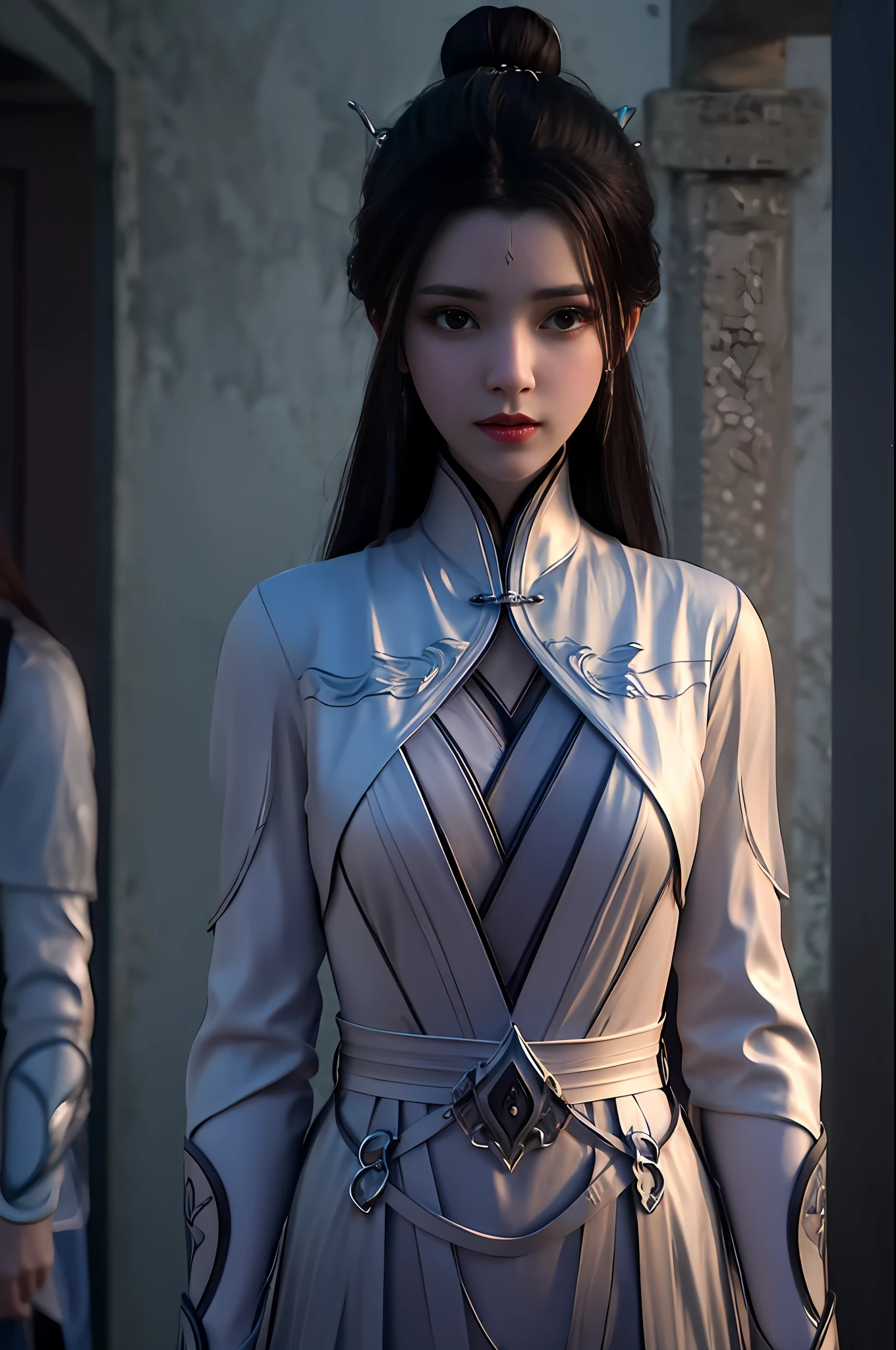best quality,highres, high resolution, 4k,professional lighting, front lighting,physically-based rendering,masterpiece, (upper body), a girl, luxueqi, solo, looking at viewer,