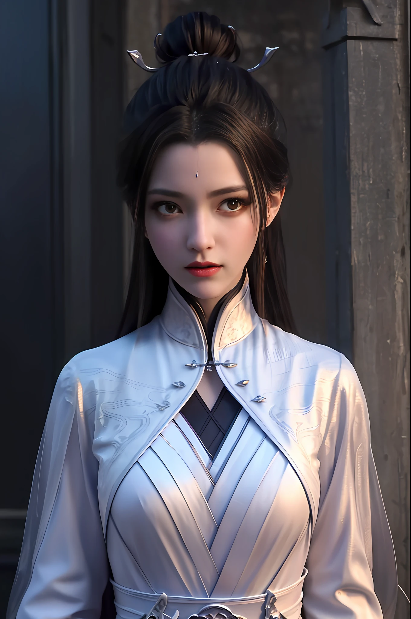 best quality,highres, high resolution, 4k,professional lighting, front lighting,physically-based rendering,masterpiece, (upper body), a girl, luxueqi, solo, looking at viewer,