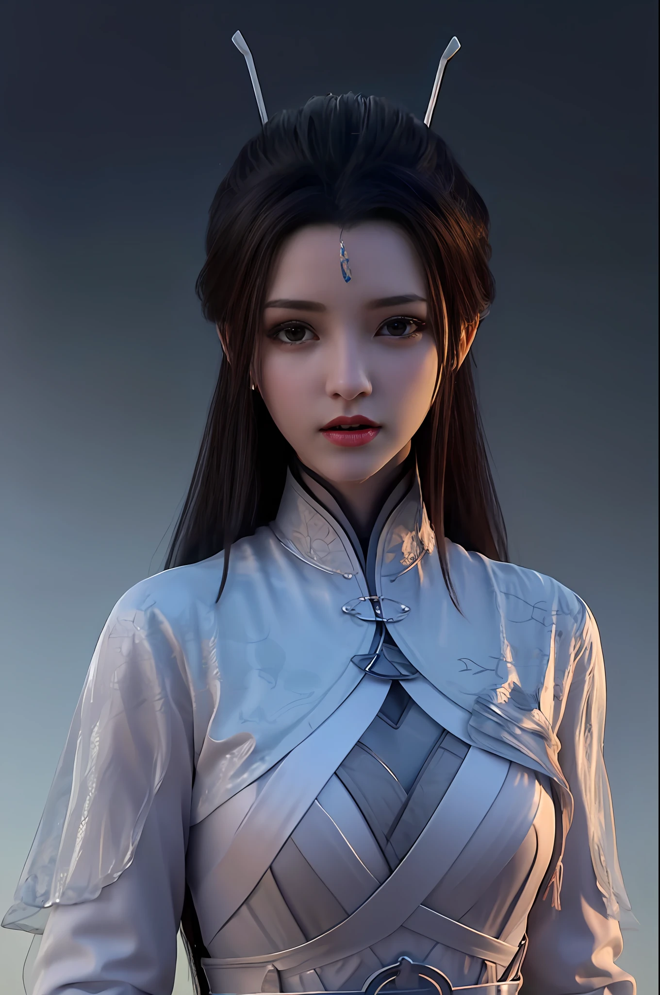 best quality,highres, high resolution, 4k,professional lighting, front lighting,physically-based rendering,masterpiece, (upper body), a girl, luxueqi, solo, looking at viewer,