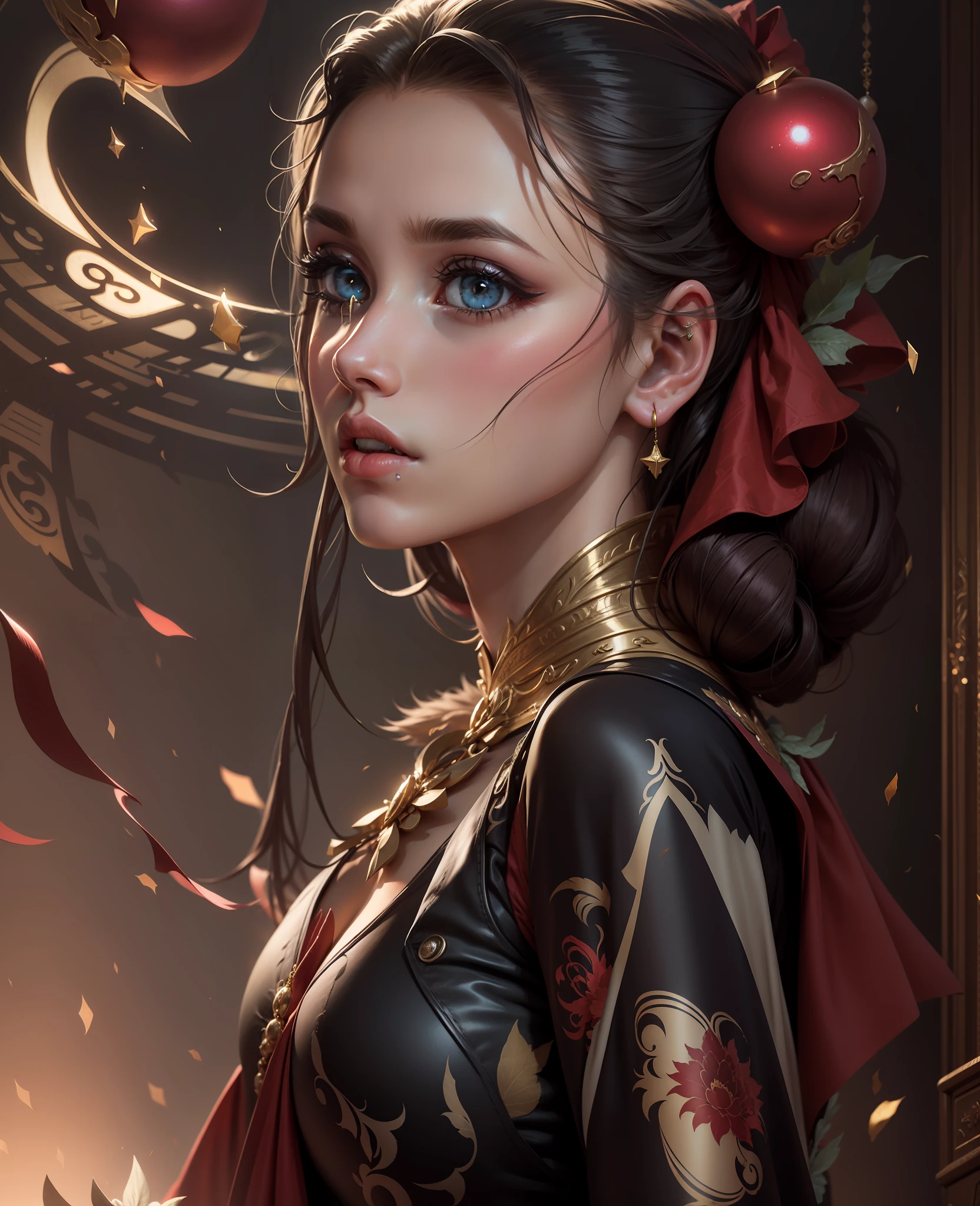 beautiful hairstyle, ornaments, Girl Villain