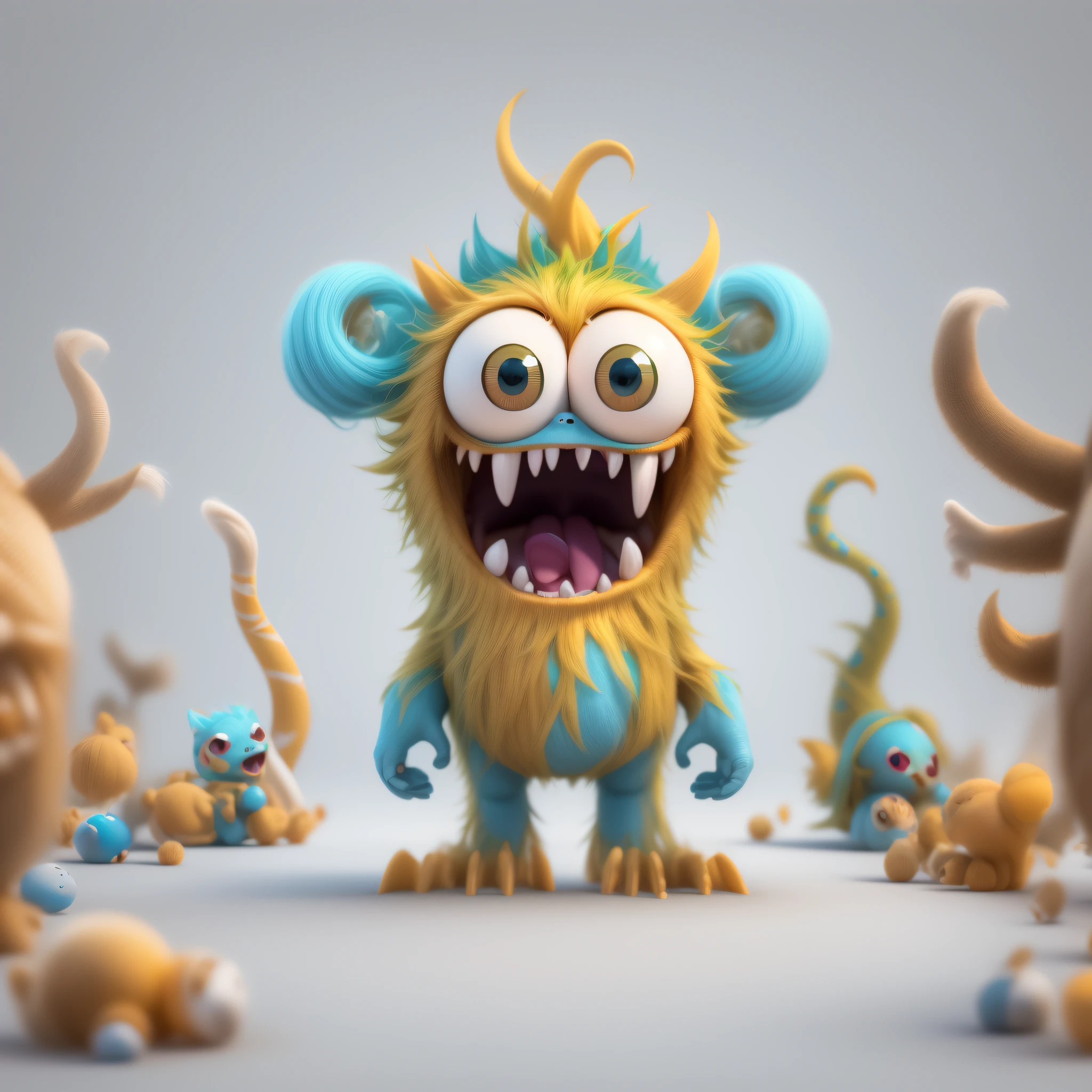 Clear background. No background color. Minimal, only one 1 Cute and playful 3D creature with an oversized head, cutting-edge, ideal for captivating in my t-shirt designs. Clear background. No background color. Best quality, ultra high res, high resolution, detailed, fur, fluffy, amazing 3d cute monster, rich colors hyper realistic, unrealengine, high contrast, 8k HD high definition, detailed, detailed, hyper detailed, Cute, playful. Lovely monster. Vivid colorful. Clear background. No background color. (photorealistic:1.4), photorealistic, realism, 3D, masterpiece. Style by Yoshii Cartoon Monster, white background.